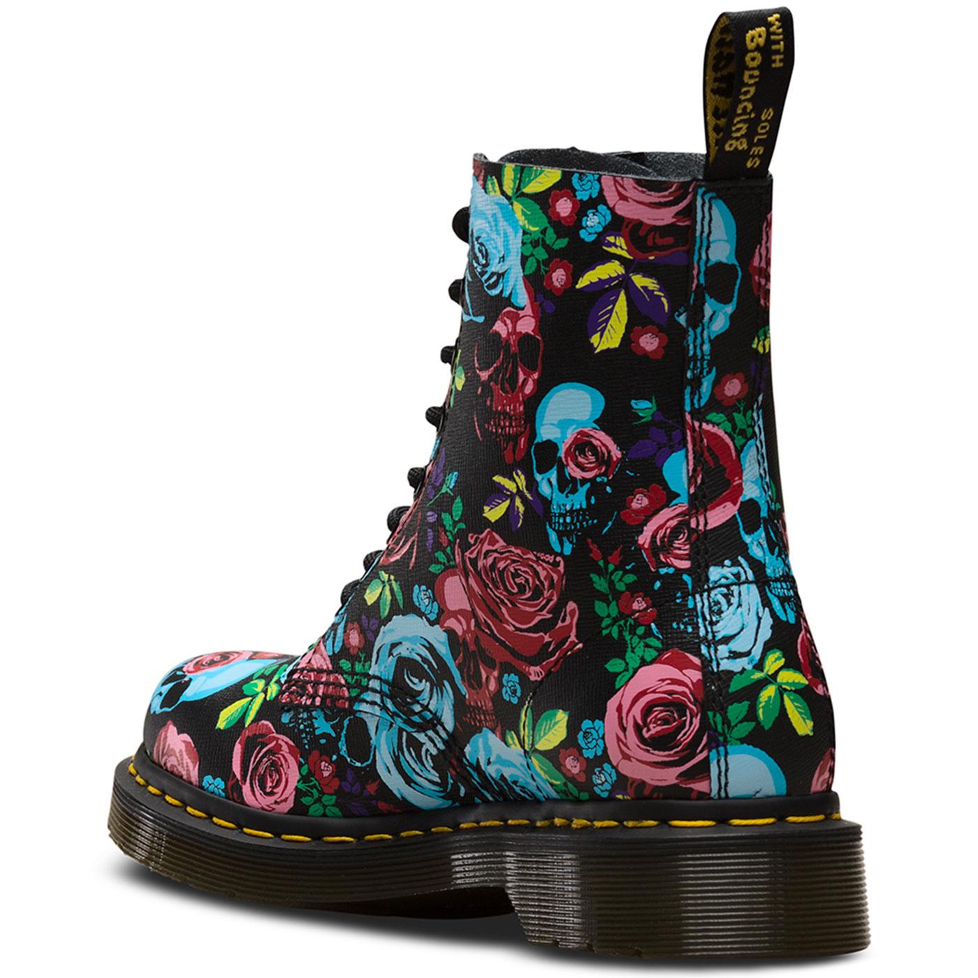 DR MARTENS Womens Retro 1460 Rose Fantasy Boots