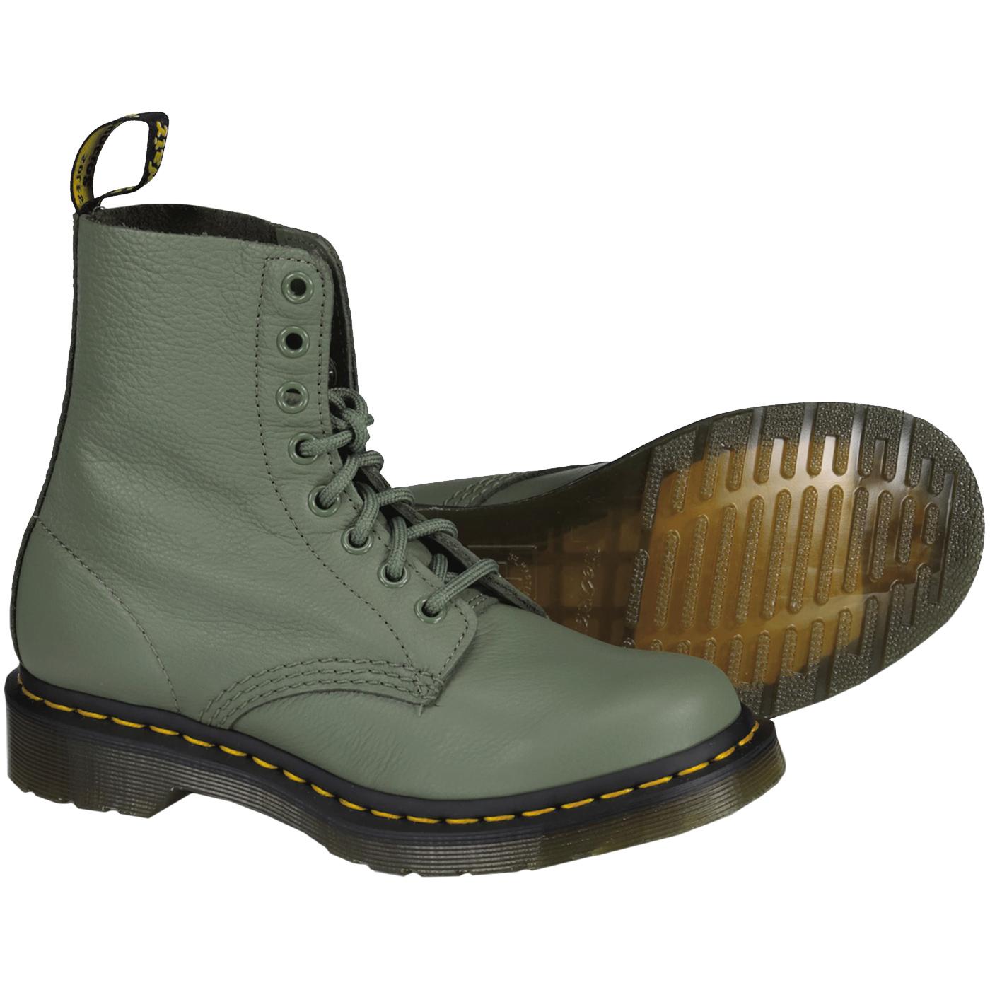 1460 Pascal DR MARTENS Retro 8 Eyelet Boots In Khaki Green