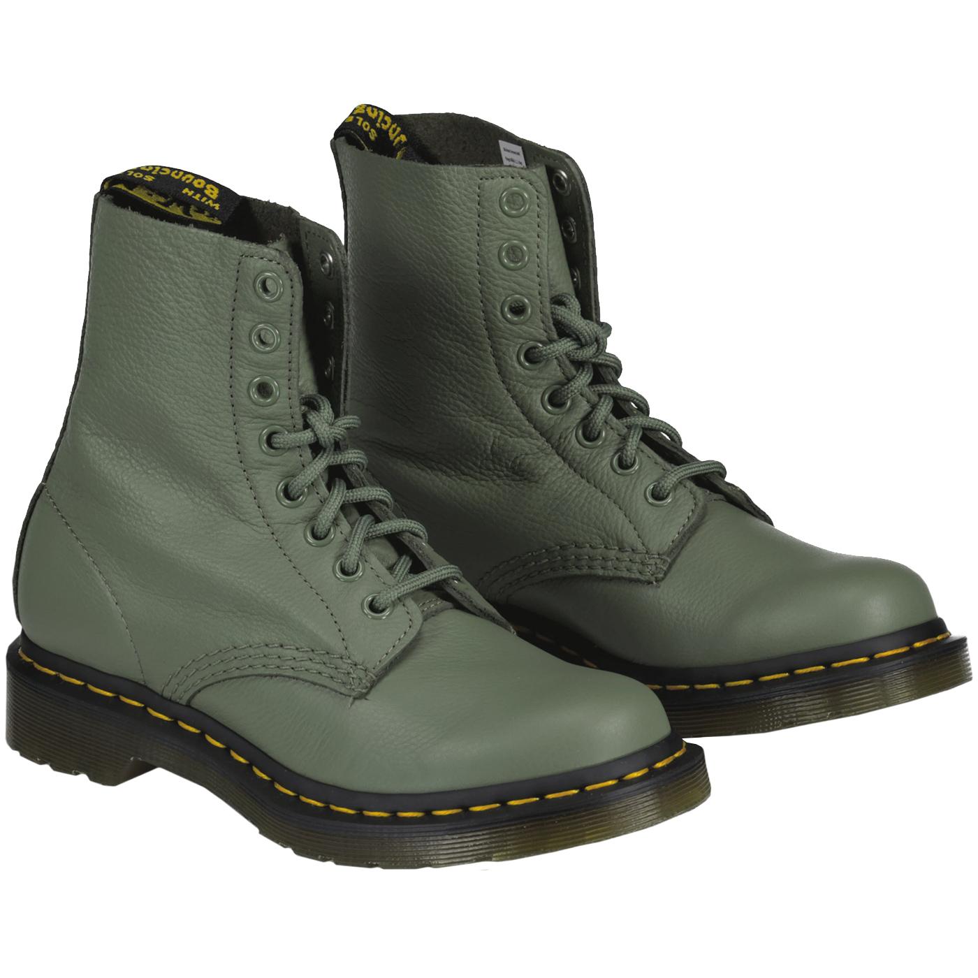 1460 Pascal DR MARTENS Retro 8 Eyelet Boots in Khaki Green