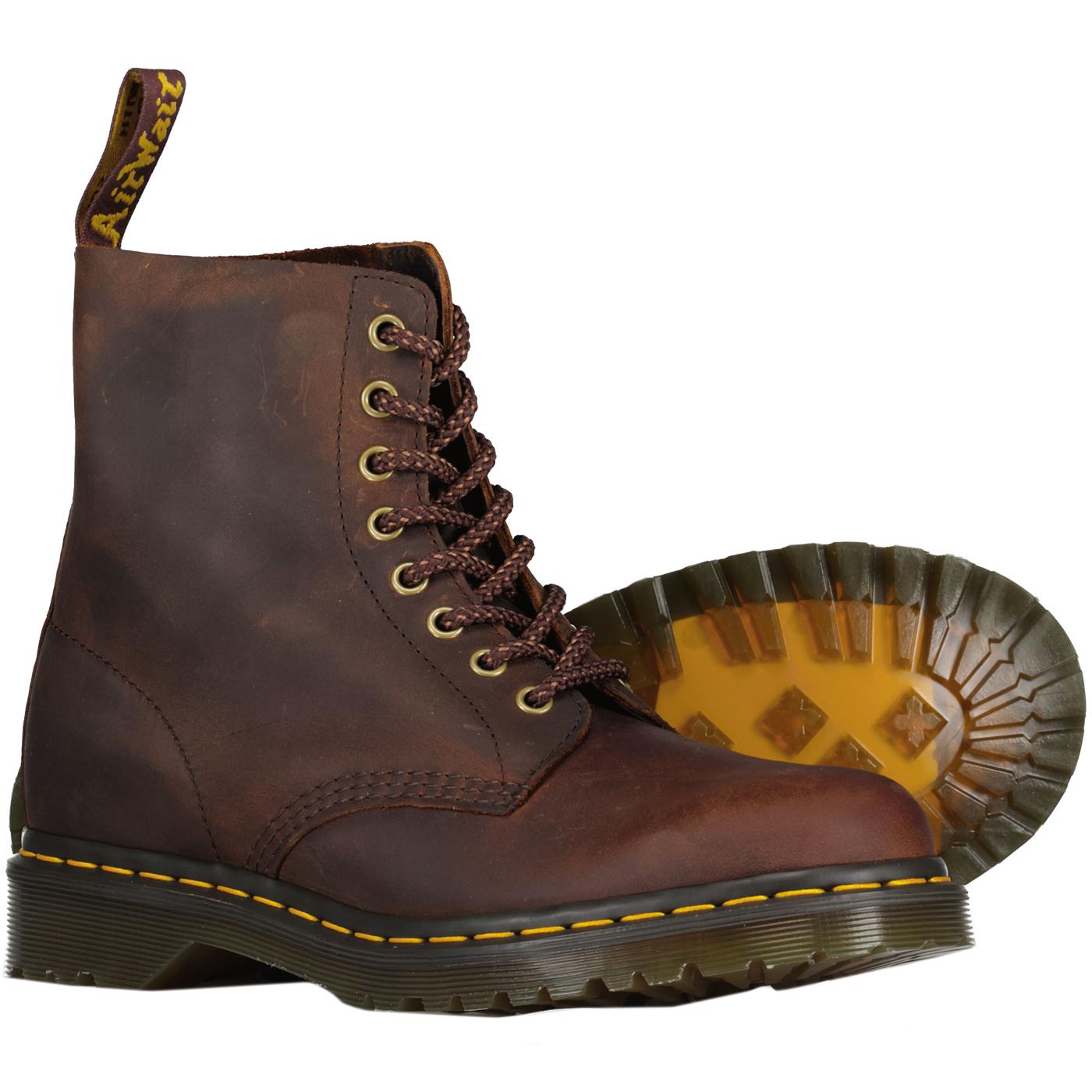 1460 Pascal Dr Martens Waxed Full Grain Boots in Brown