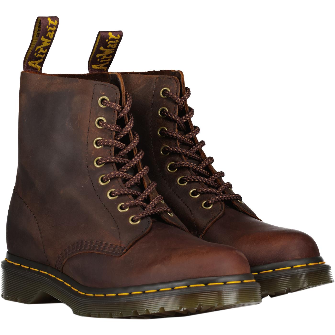 1460 Pascal Dr Martens Waxed Full Grain Boots in Brown