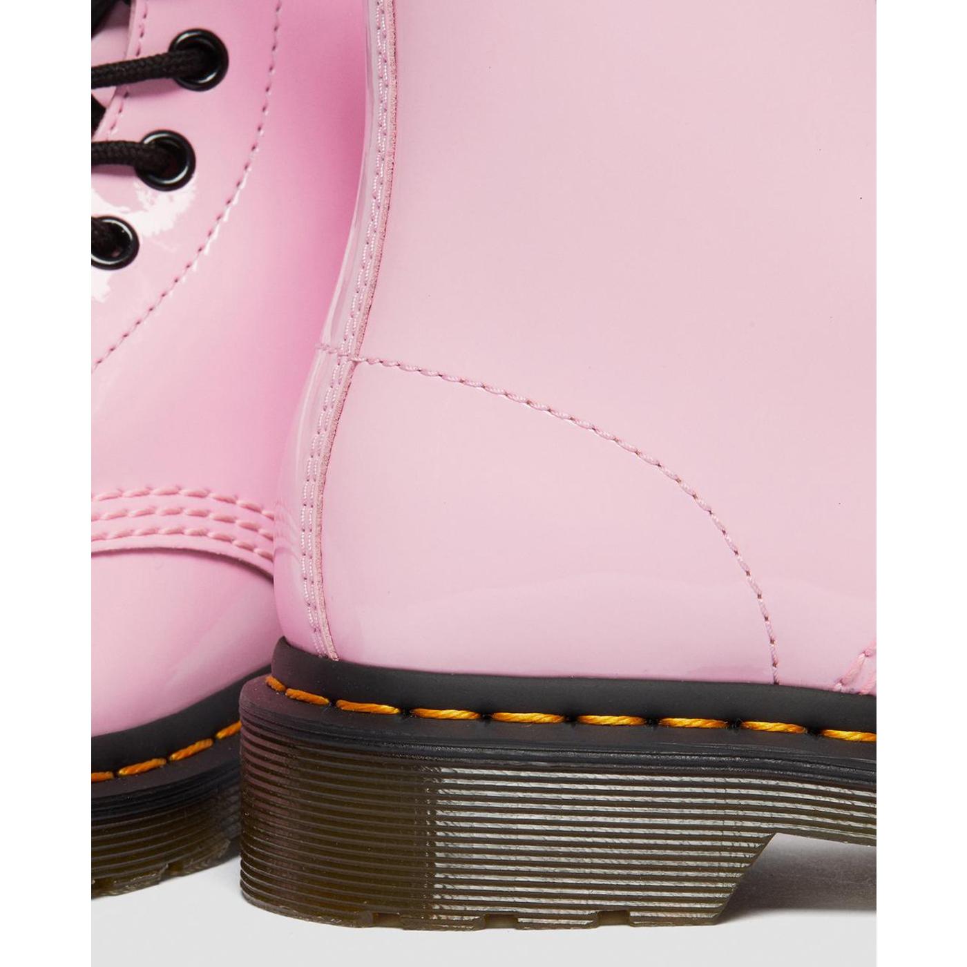 DR MARTENS 1460 Womens Patent Lamper Boots in Pale Pink