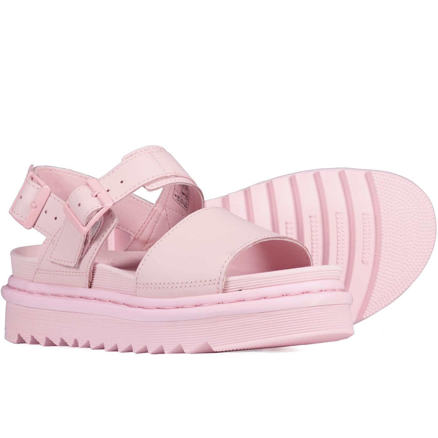 DR MARTENS Voss Mono Hydro Leather Sandals in Chalk Pink