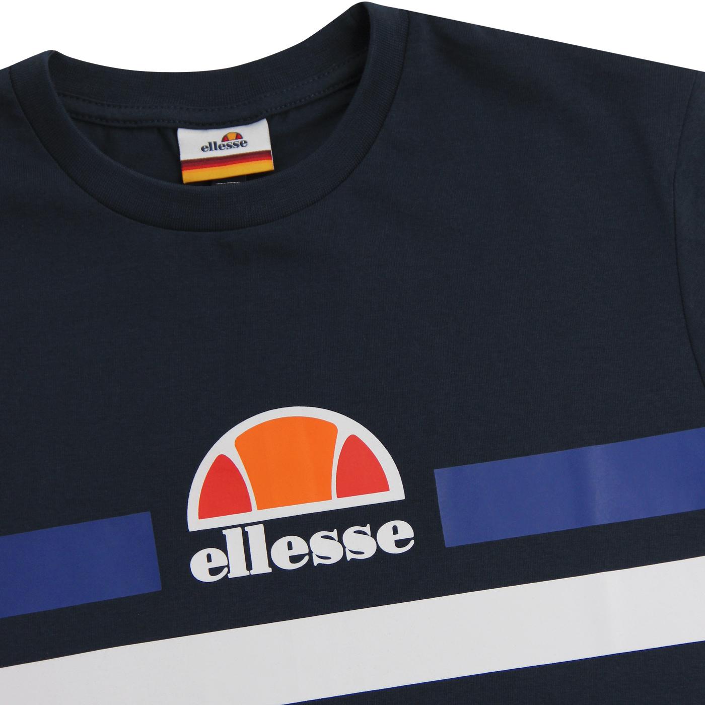 ELLESSE 'Aprel' Retro Chest Stripe Small Logo Tee in Navy