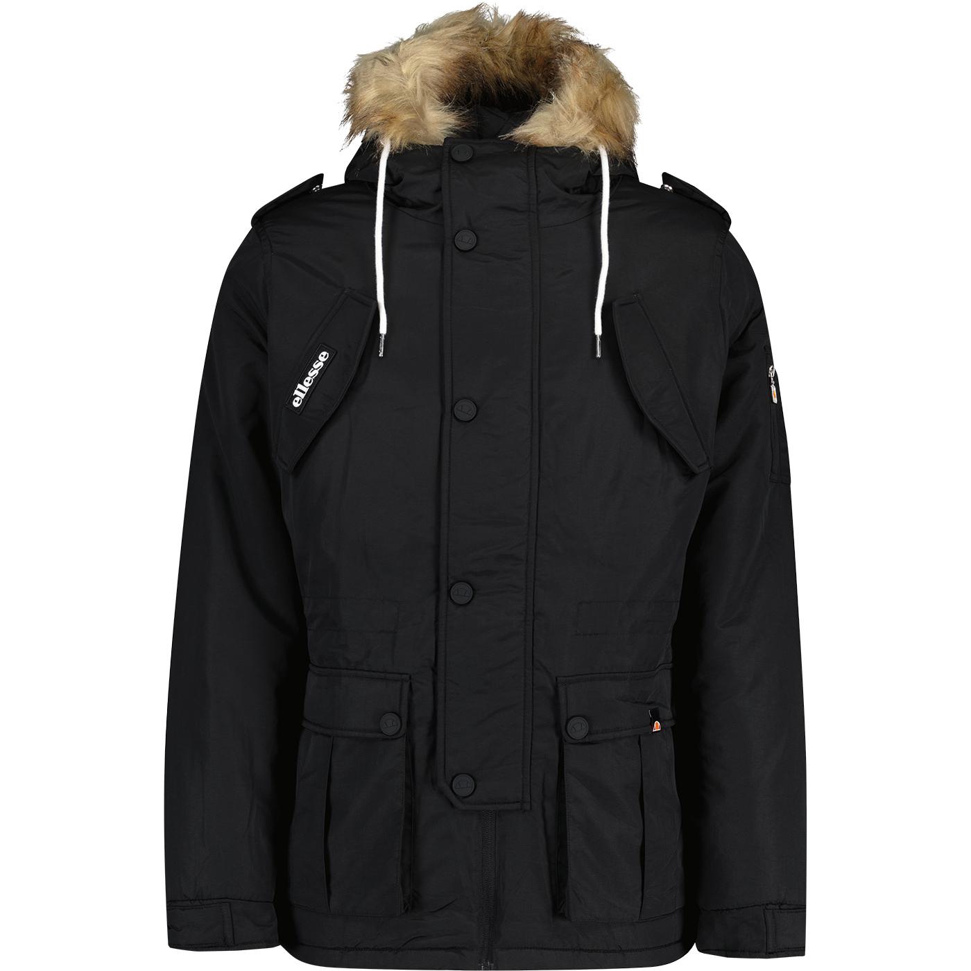 Ellesse Men s Blizzard Fleece Lined Parka Coat in Black