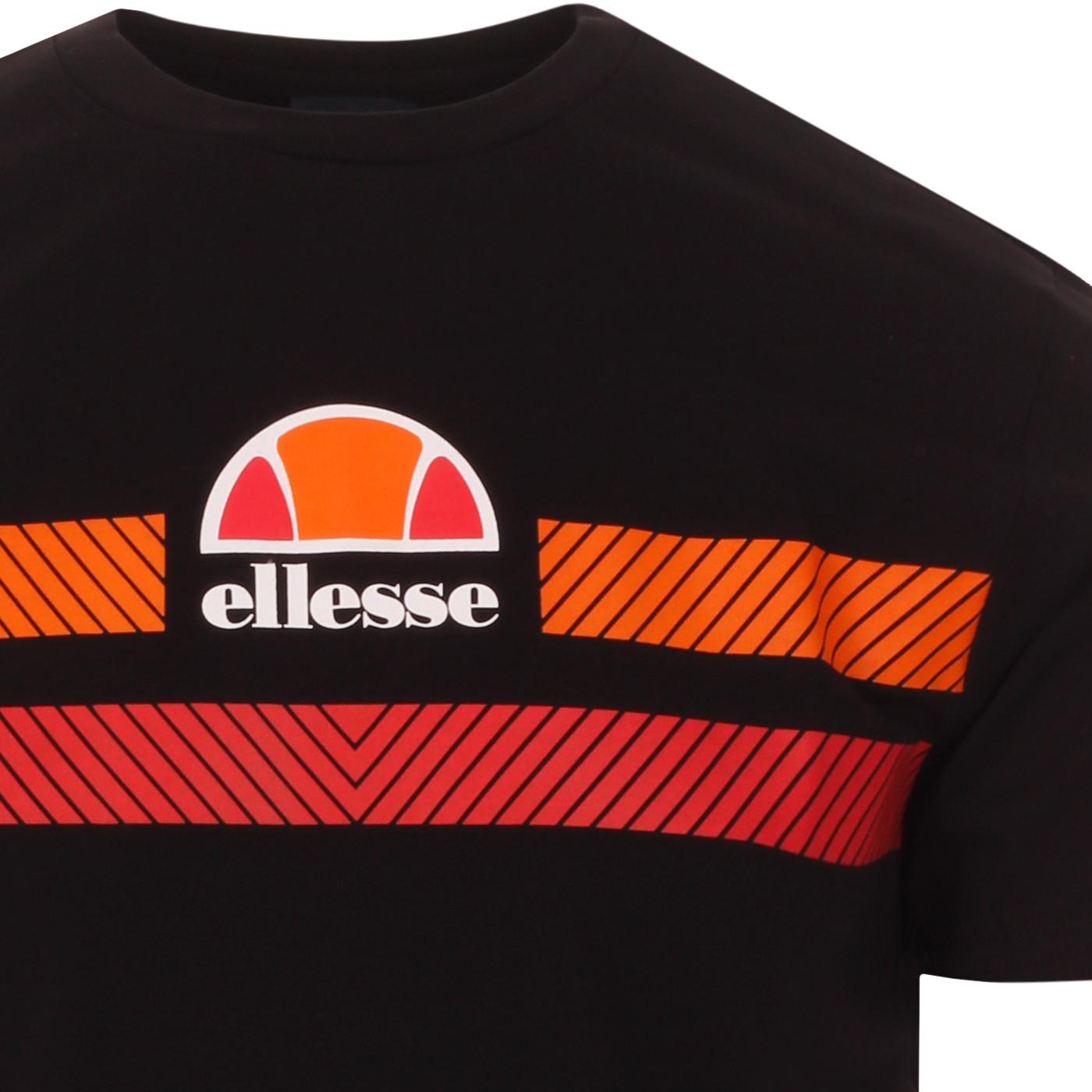 ELLESSE Glisenta Retro 80s Chevron Stripe Logo Tee in Black