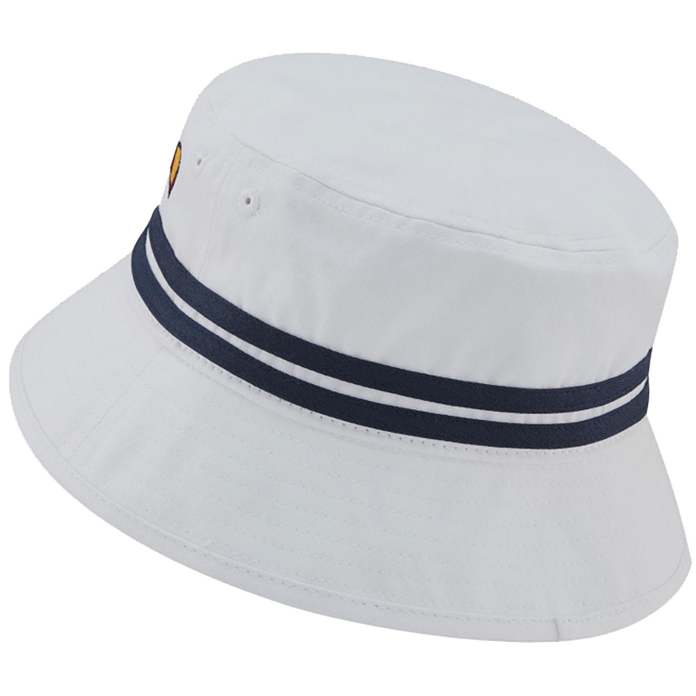 Lorenzo ELLESSE Retro 90s Striped Bucket Hat WHITE