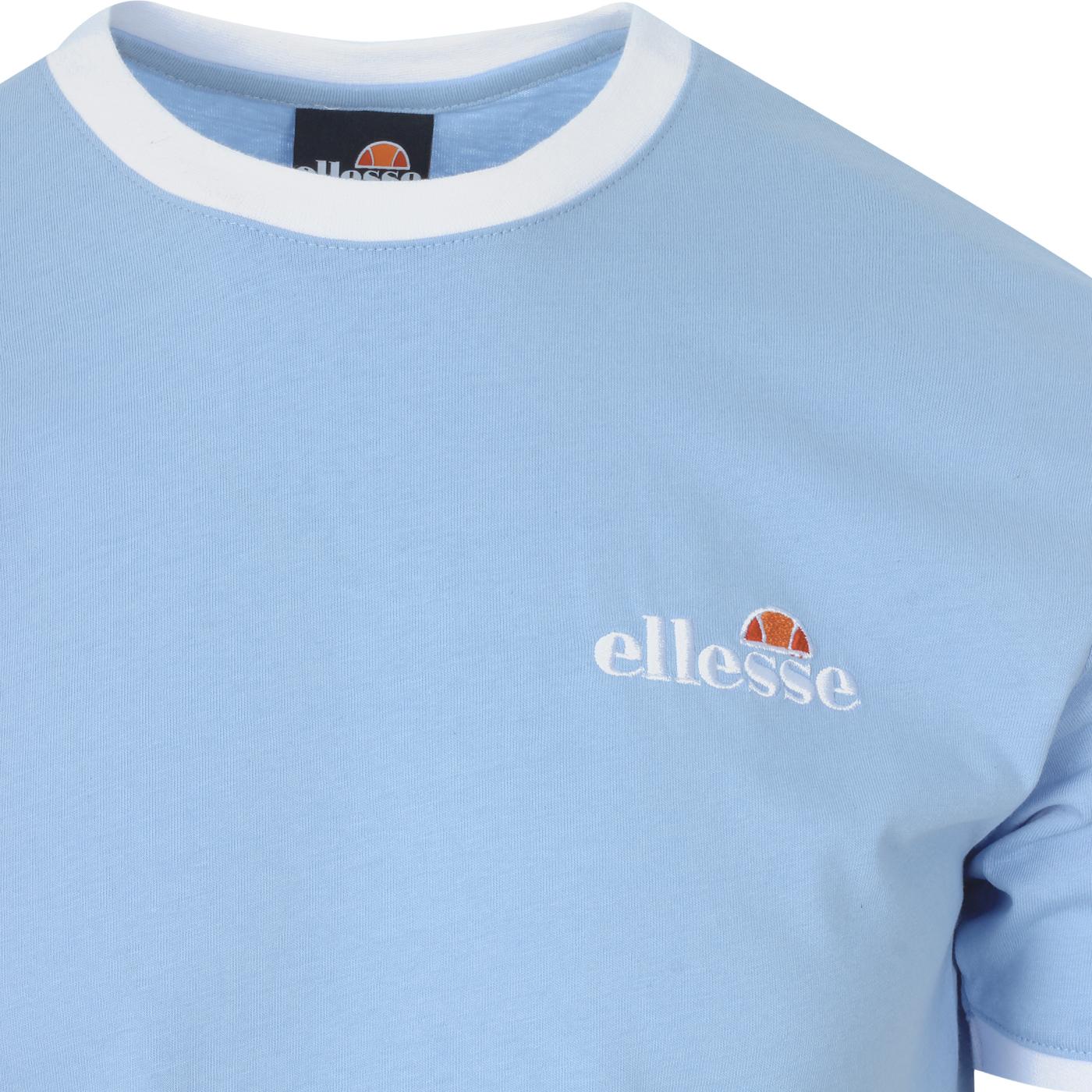 ELLESSE Meduno Embroidered Logo Ringer Tee in Light Blue