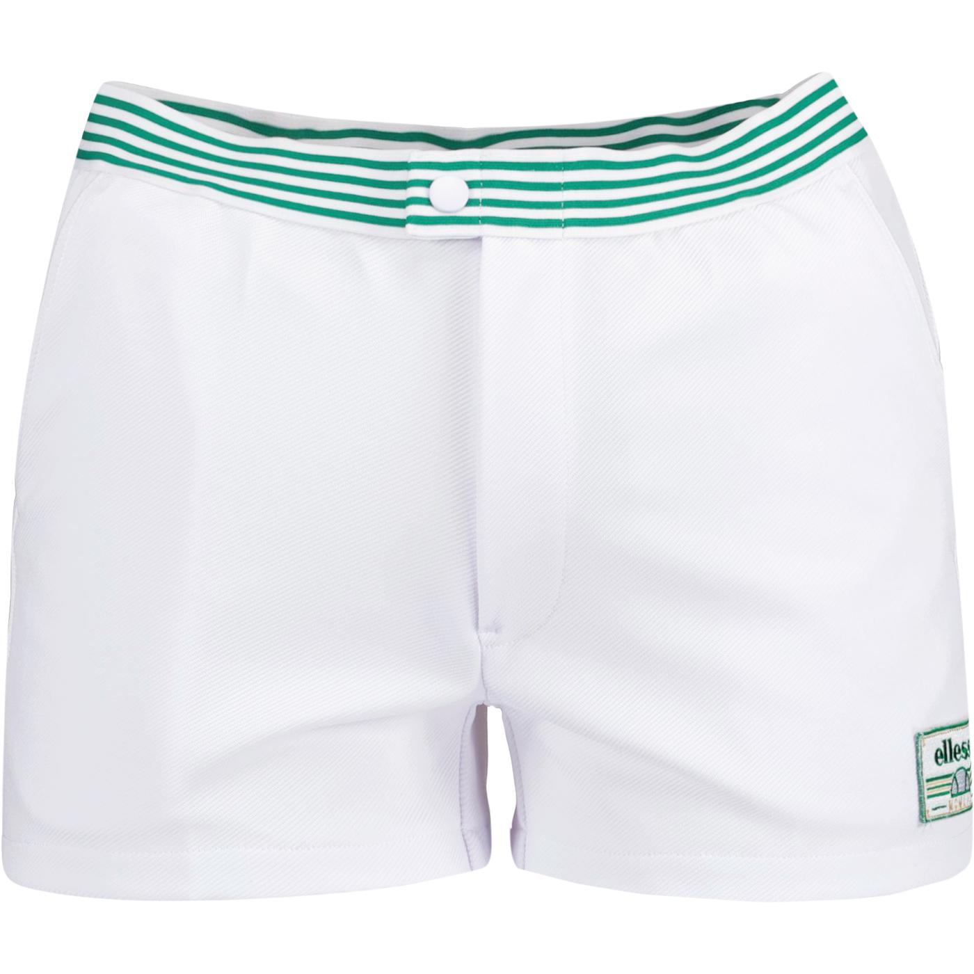 ELLESSE Nadala Retro 70s Tennis Shorts in White/Green