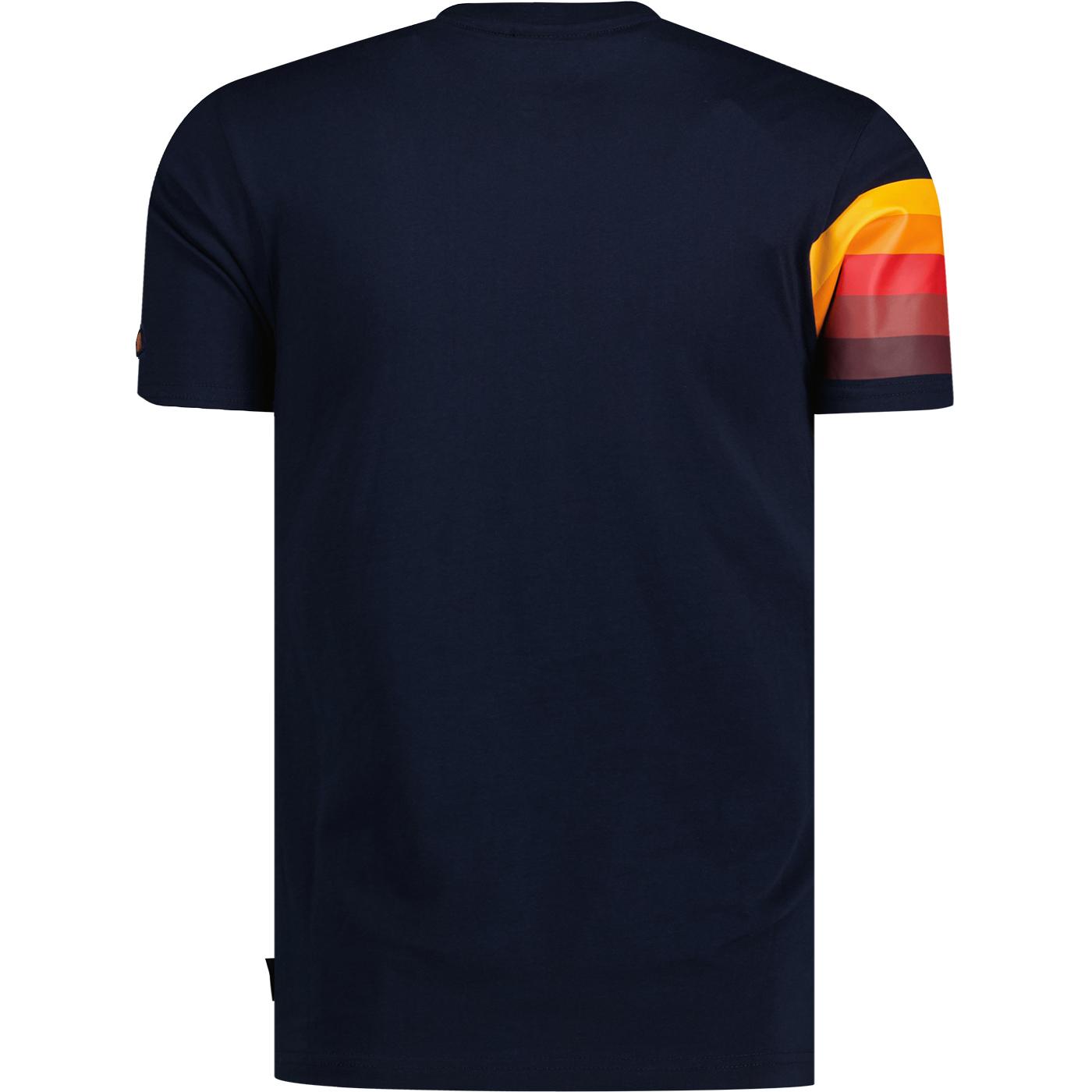 Paco ELLESSE Men\'s Retro Navy 70s Stripe T-shirt Gradient in