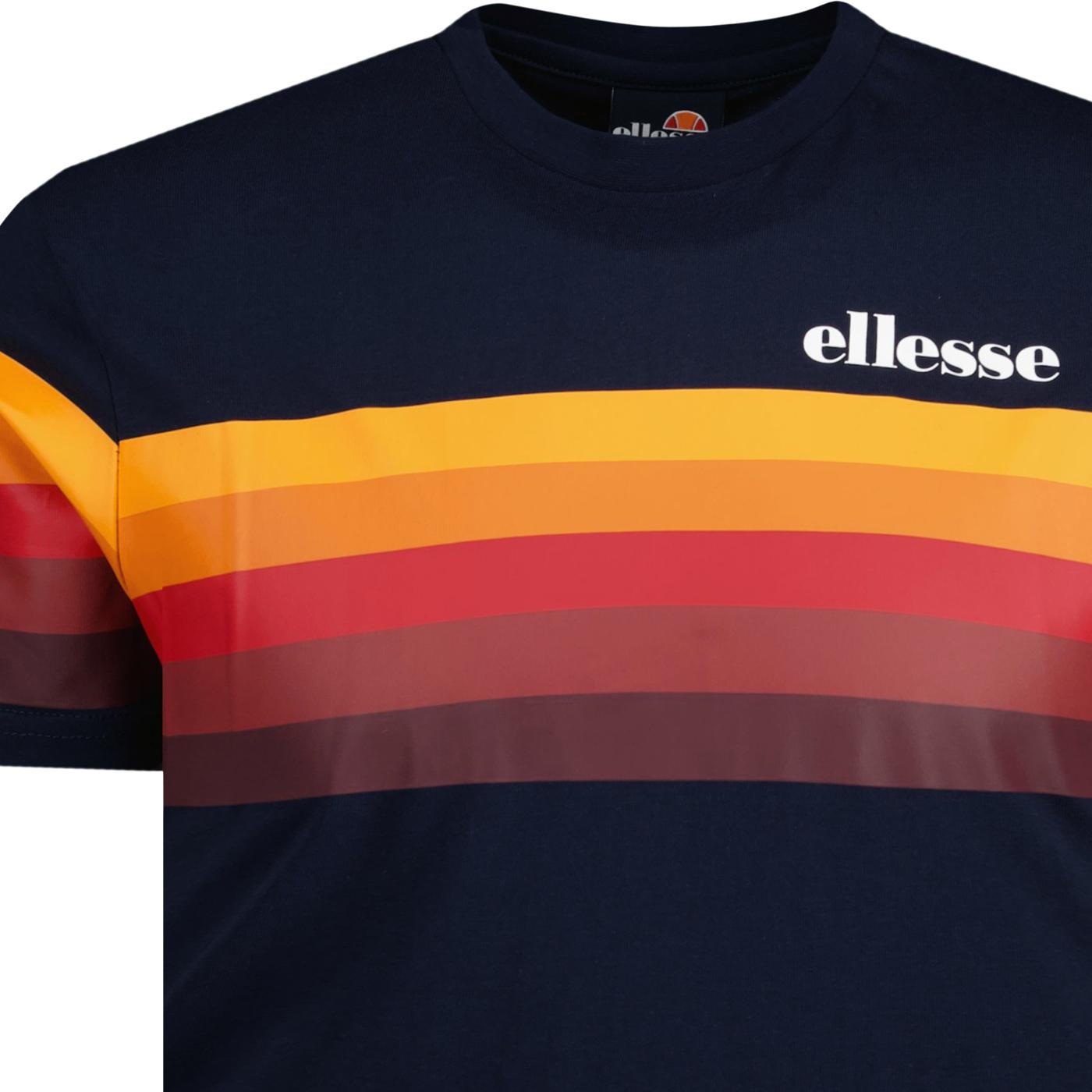 Paco ELLESSE Men\'s Retro Stripe T-shirt Navy Gradient 70s in