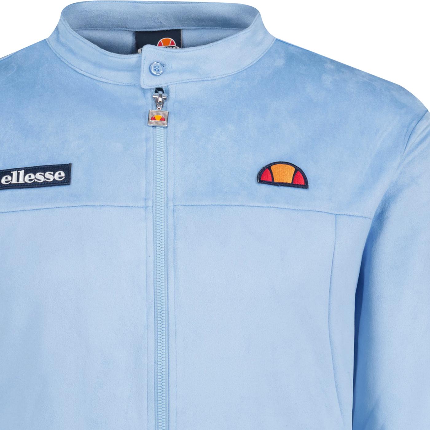 Ellesse Perugia Faux Suede Biker Collar Track Jacket Light Blue