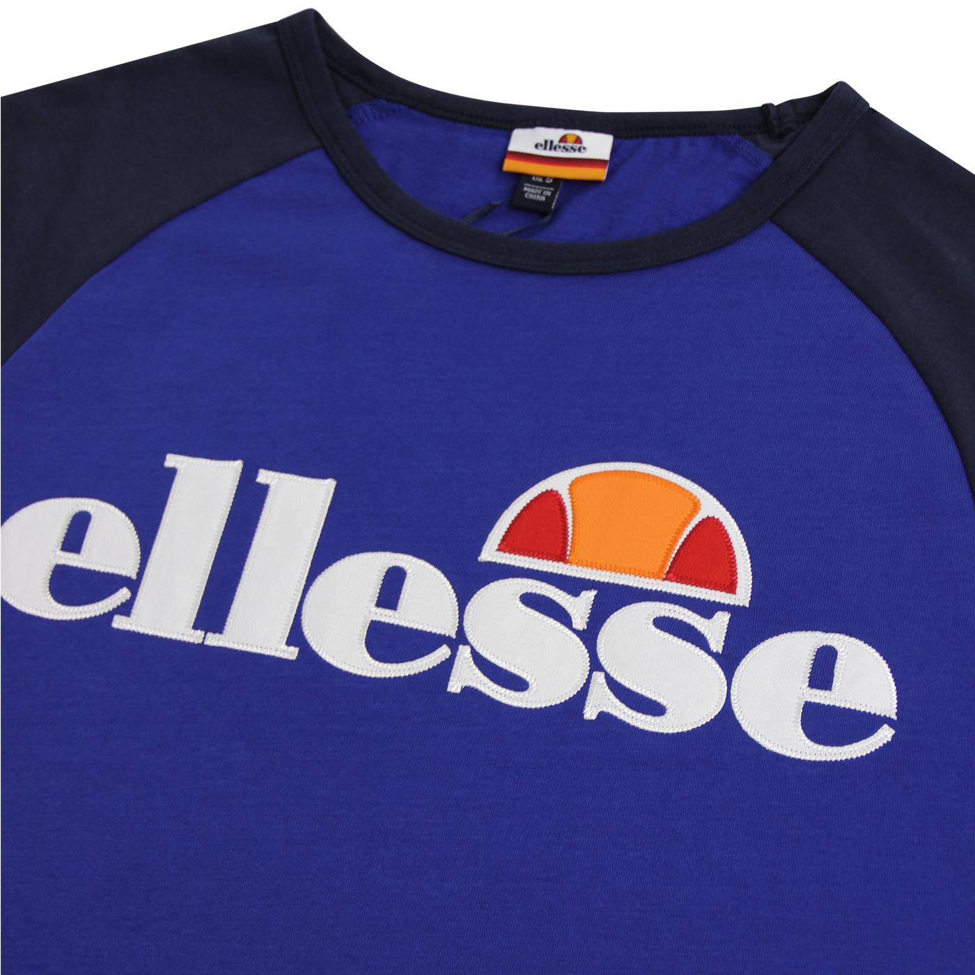 ELLESSE 'Piave' Retro 70's Raglan Baseball Tee in Blue