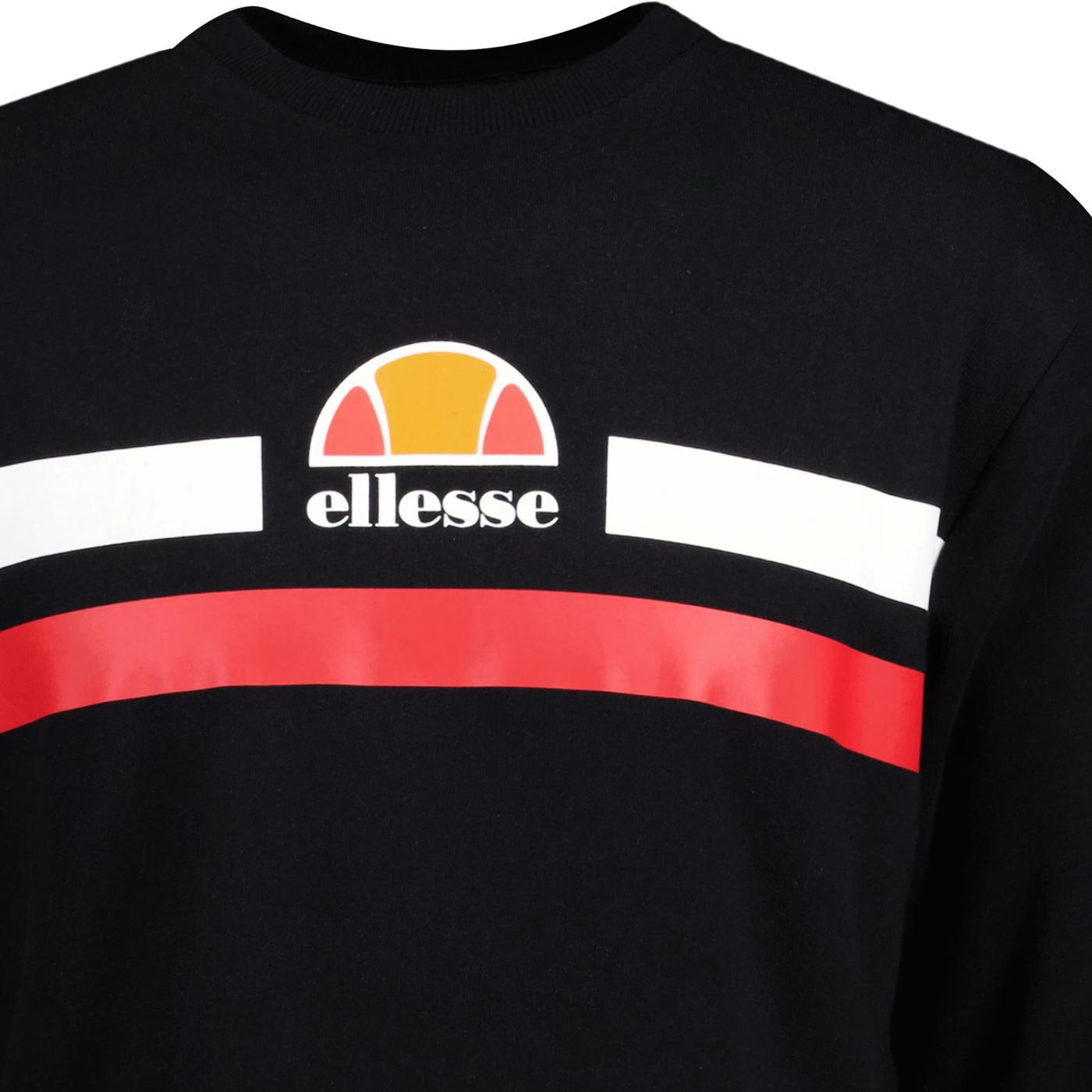 ELLESSE Prella Retro 80s Chest Stripe Logo Sweatshirt in Black