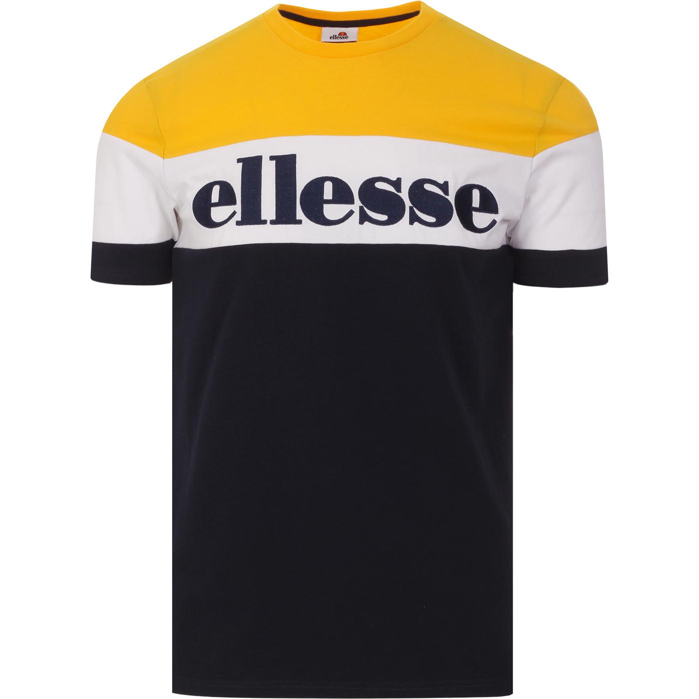 ELLESSE Punto Retro 90s Colour Block Logo Tee Navy/Yellow