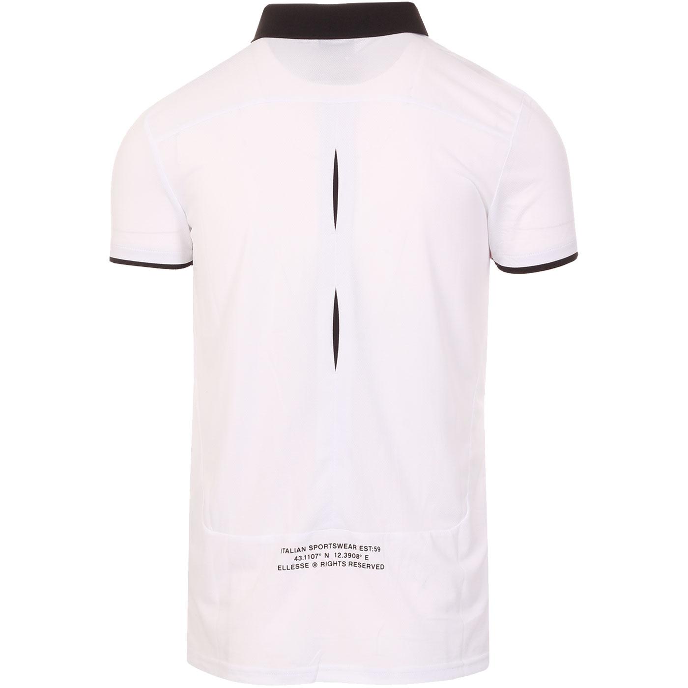 ELLESSE 'Serve' Mens Retro 1970's Tennis Polo Shirt in White