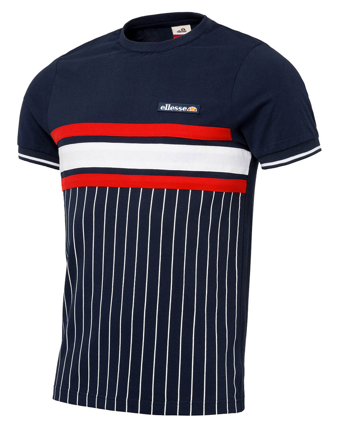 Volandri ELLESSE Retro 70s Pinstripe Panel T-Shirt