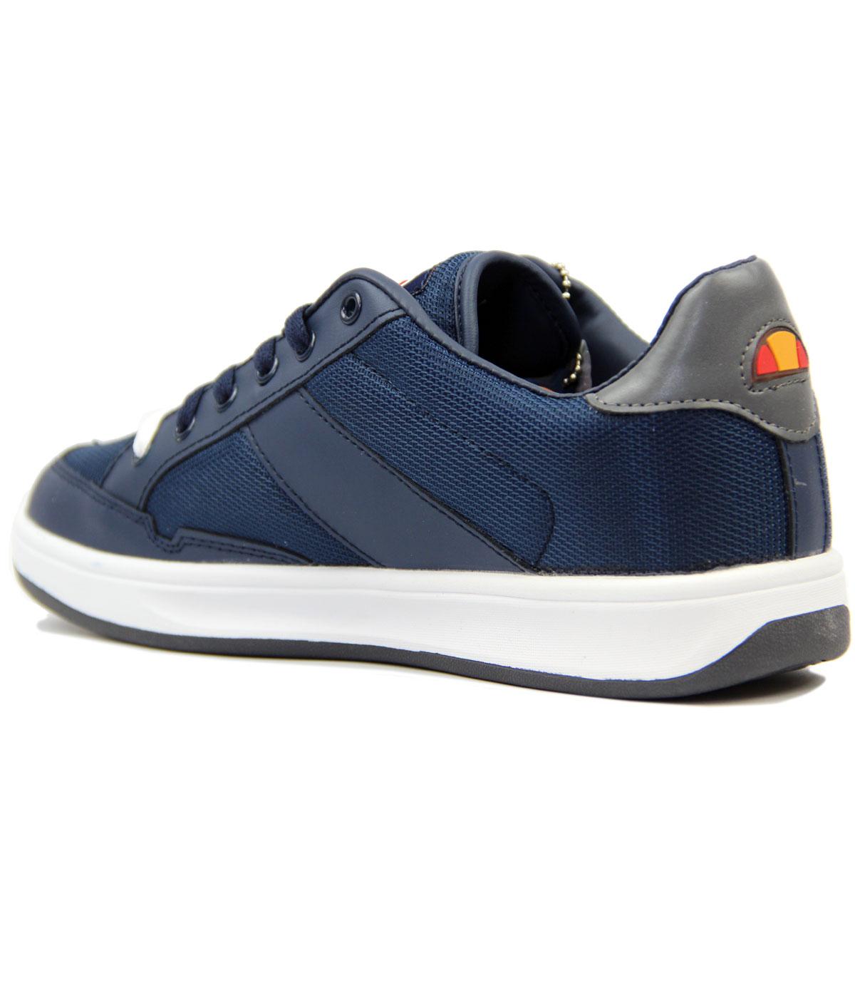 ELLESSE Pavia Retro 1980s Leather & Mesh Trainers in Navy