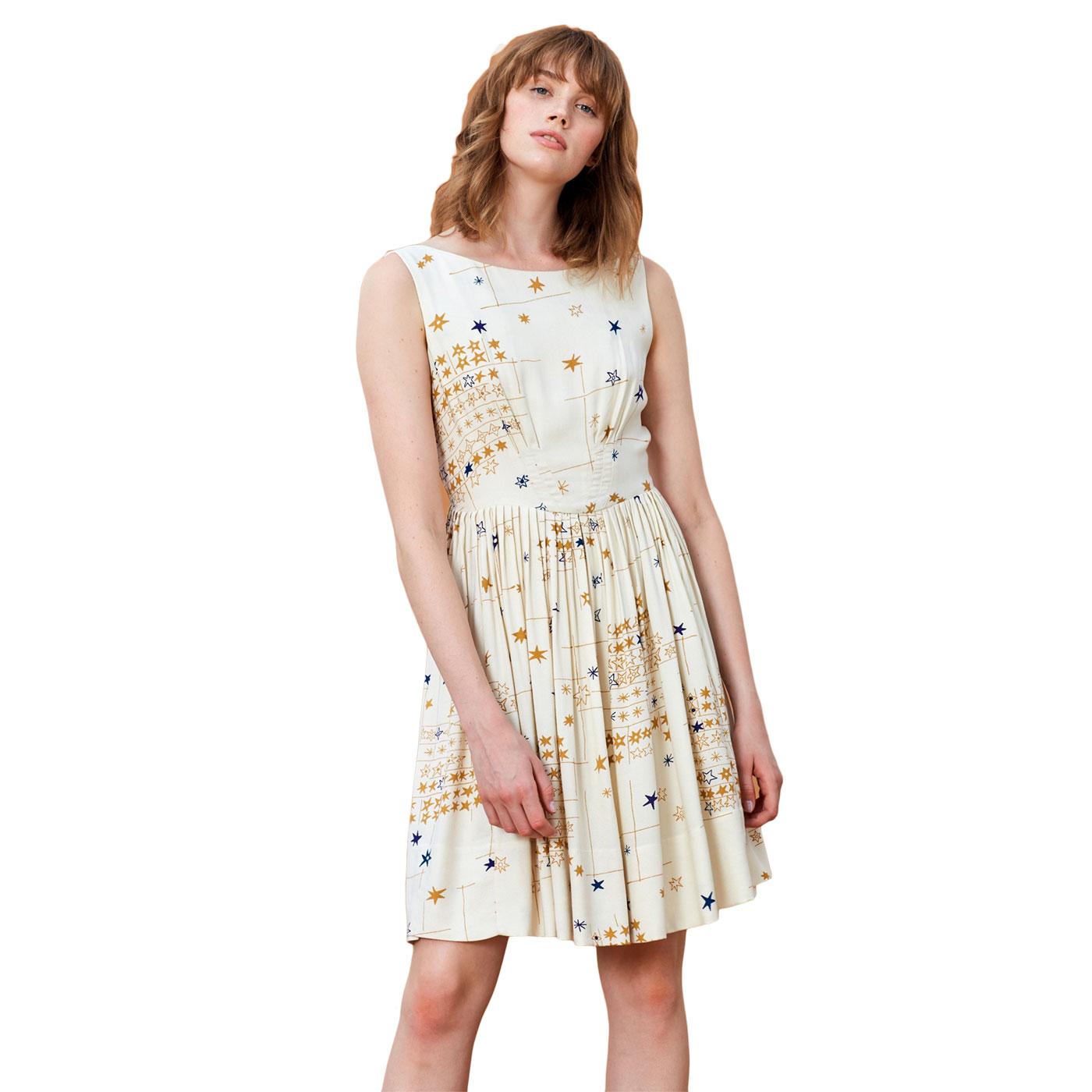 EMILY AND FIN Abigail Retro Starry Nights Dress in Cream