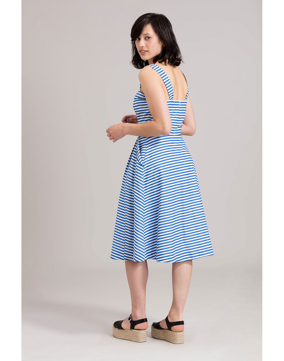 Emily and Fin Pippa Retro Vintage 50s Summer Dress Blue Stripes