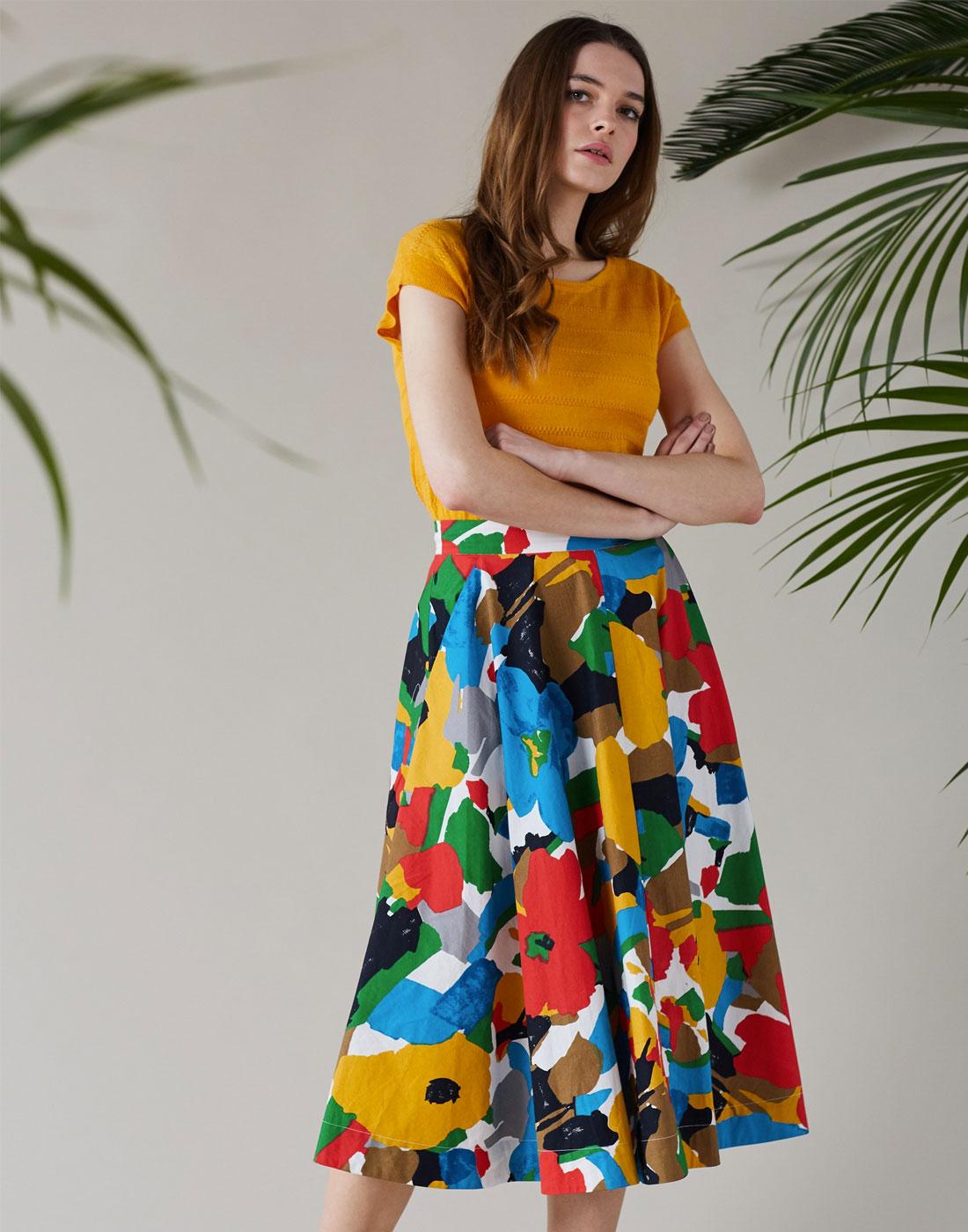 EMILY AND FIN Sandy Floral 50s vintage Circle Midi Skirt