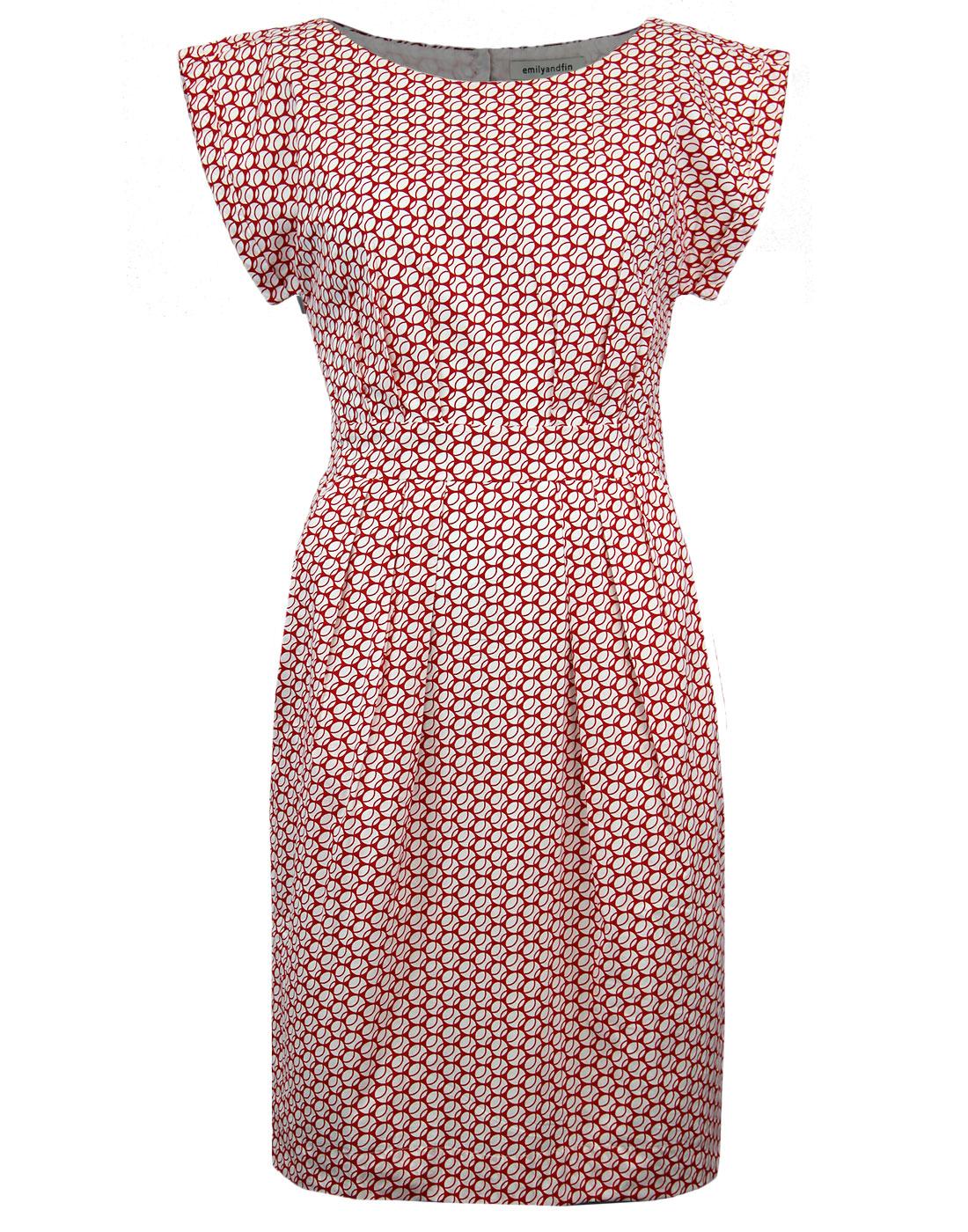 EMILY AND FIN Sophie Retro Sixties Op Art Dress in Red/White