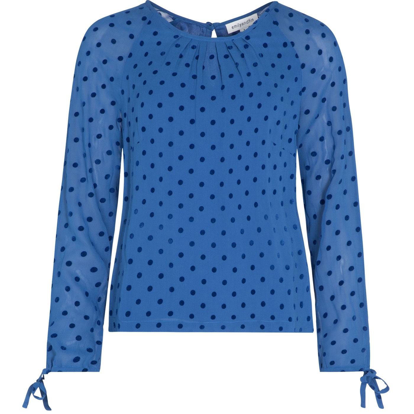 Stephy EMILY AND FIN Retro Flock Spot Top in Blue