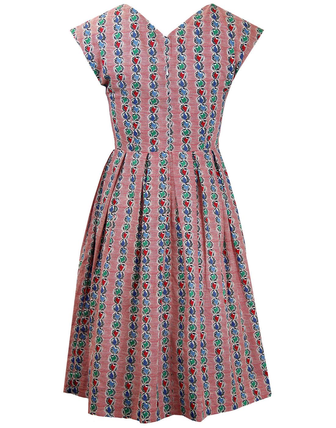 EMILY AND FIN Retro 1940s Marble Print Summer Dress in Red