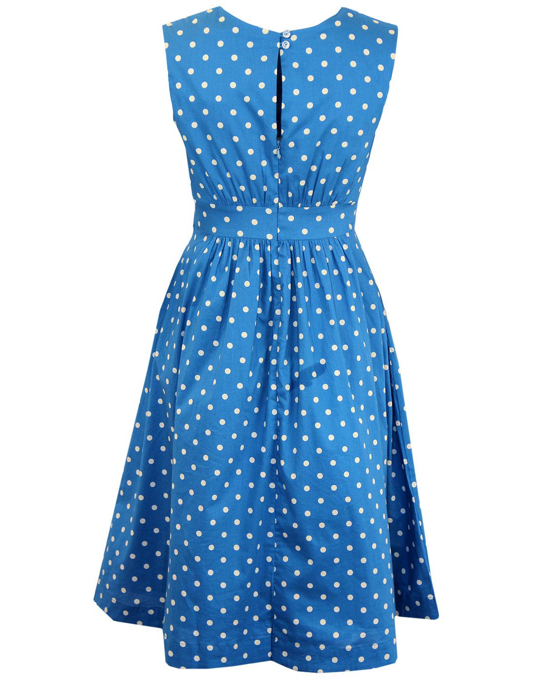 EMILY AND FIN Lucy Polka Dot Retro 60s A-Line Mod Dress in Blue