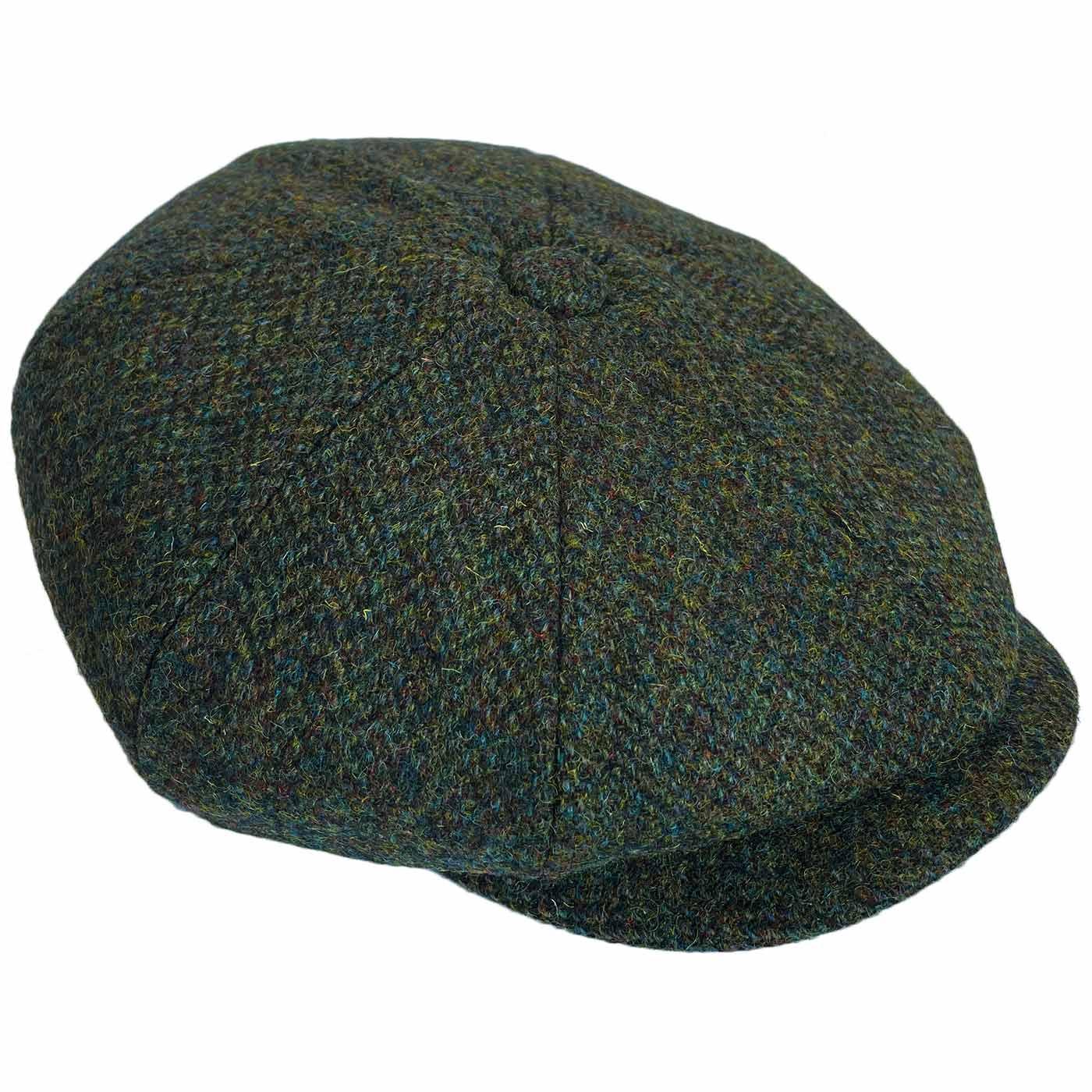 FAILSWORTH Carloway Harris Tweed Bakerboy Cap in Green