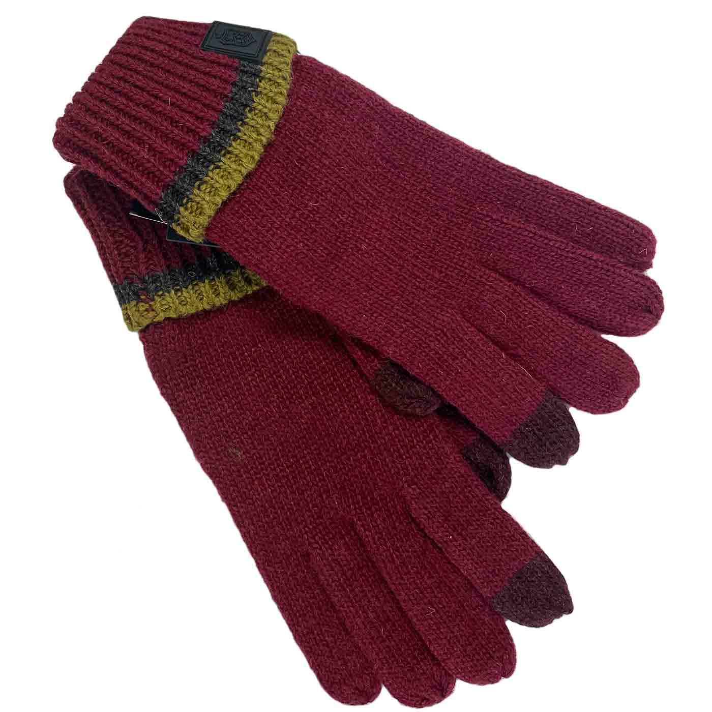 FAILSWORTH Retro Tipped Knitted Gloves MERLOT