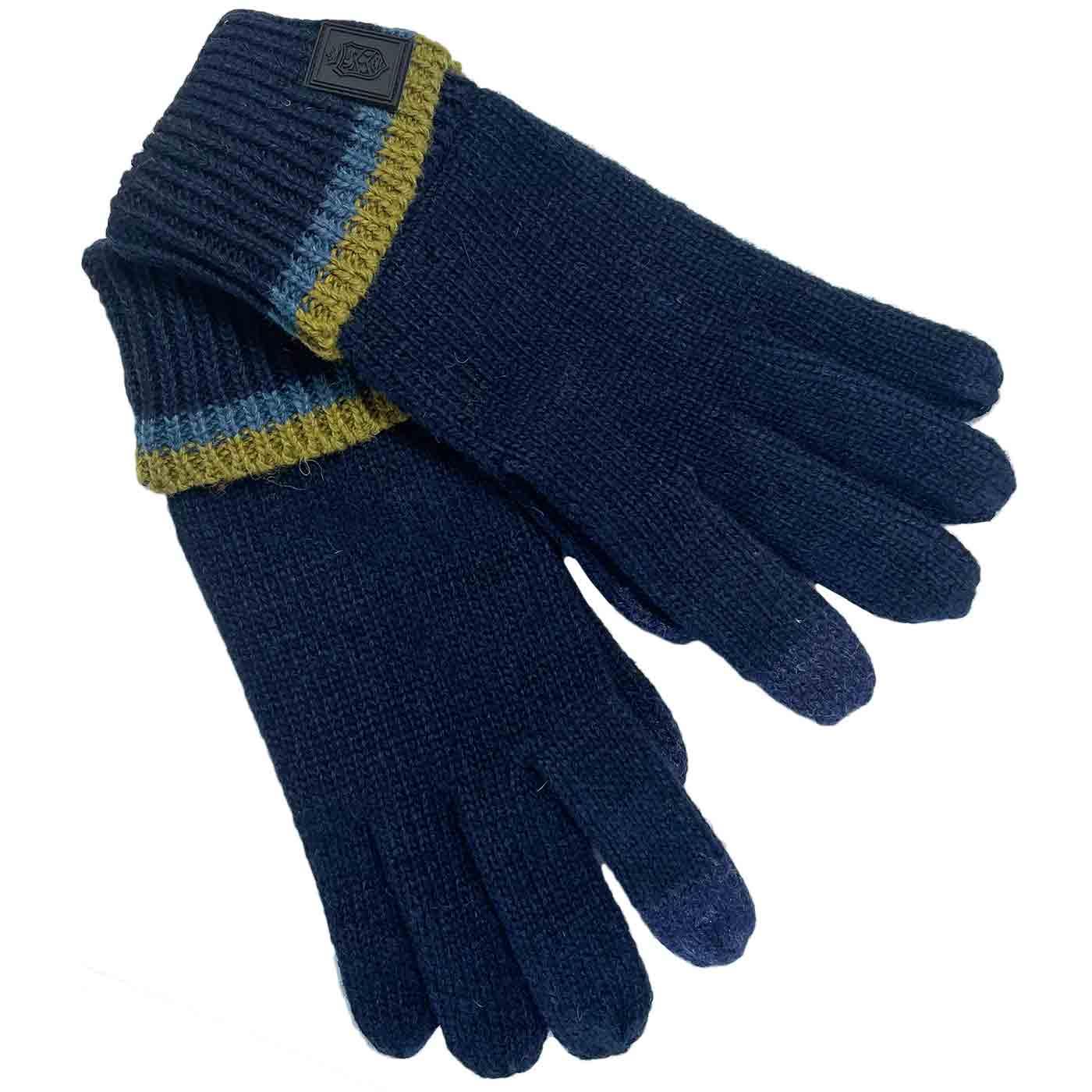 FAILSWORTH Retro Tipped Knitted Gloves NAVY