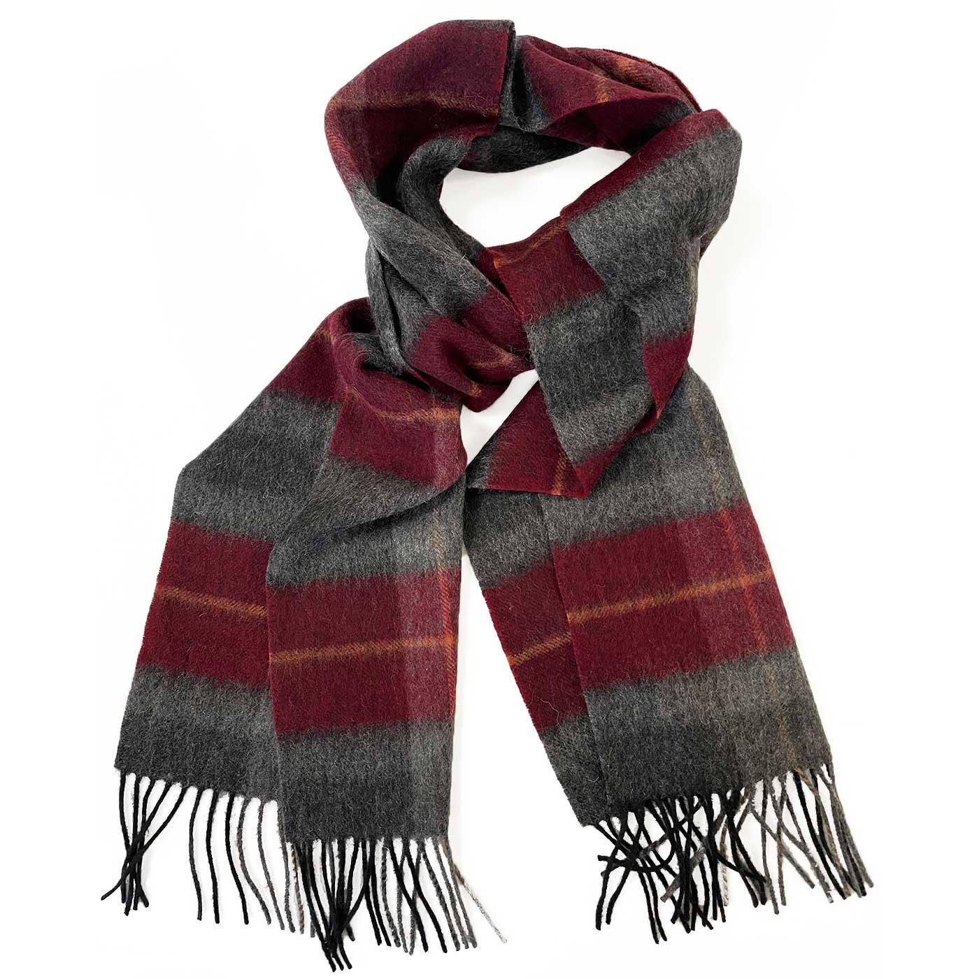 Failsworth Retro Lambswool Tassel Check Scarf R/B