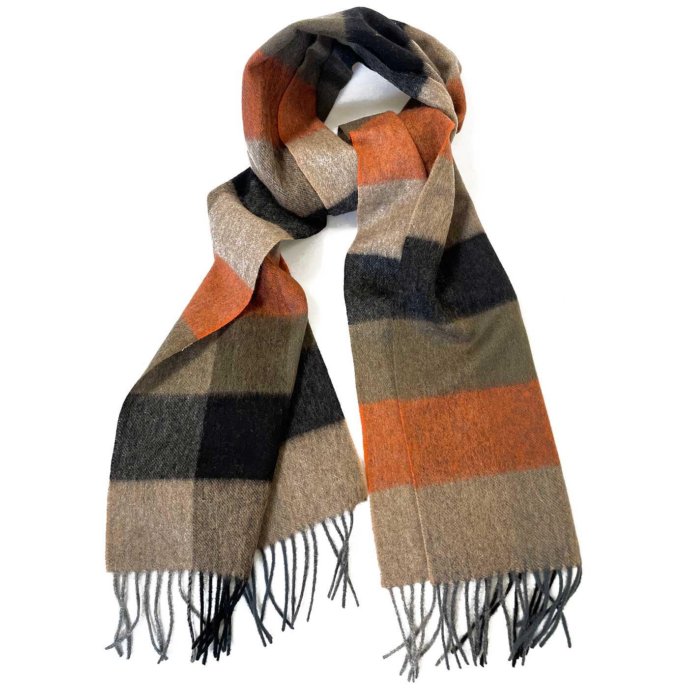 Failsworth Retro Lambswool Tassel Check Scarf B/N