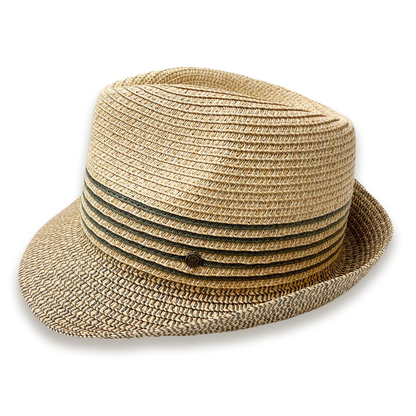 Lucca Failsworth Olive Stripe Summer Straw Trilby