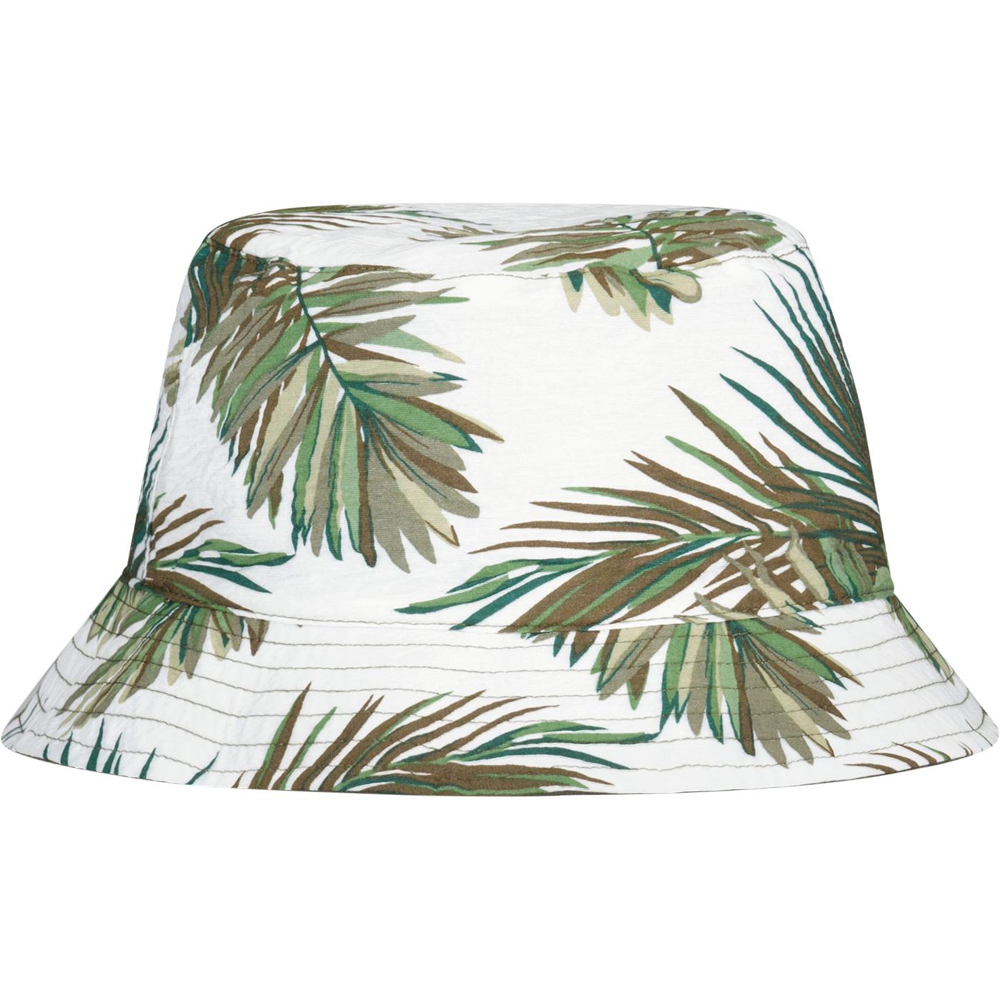 Failsworth Retro Indie Reversible Palm Leaf Bucket Hat in Khaki