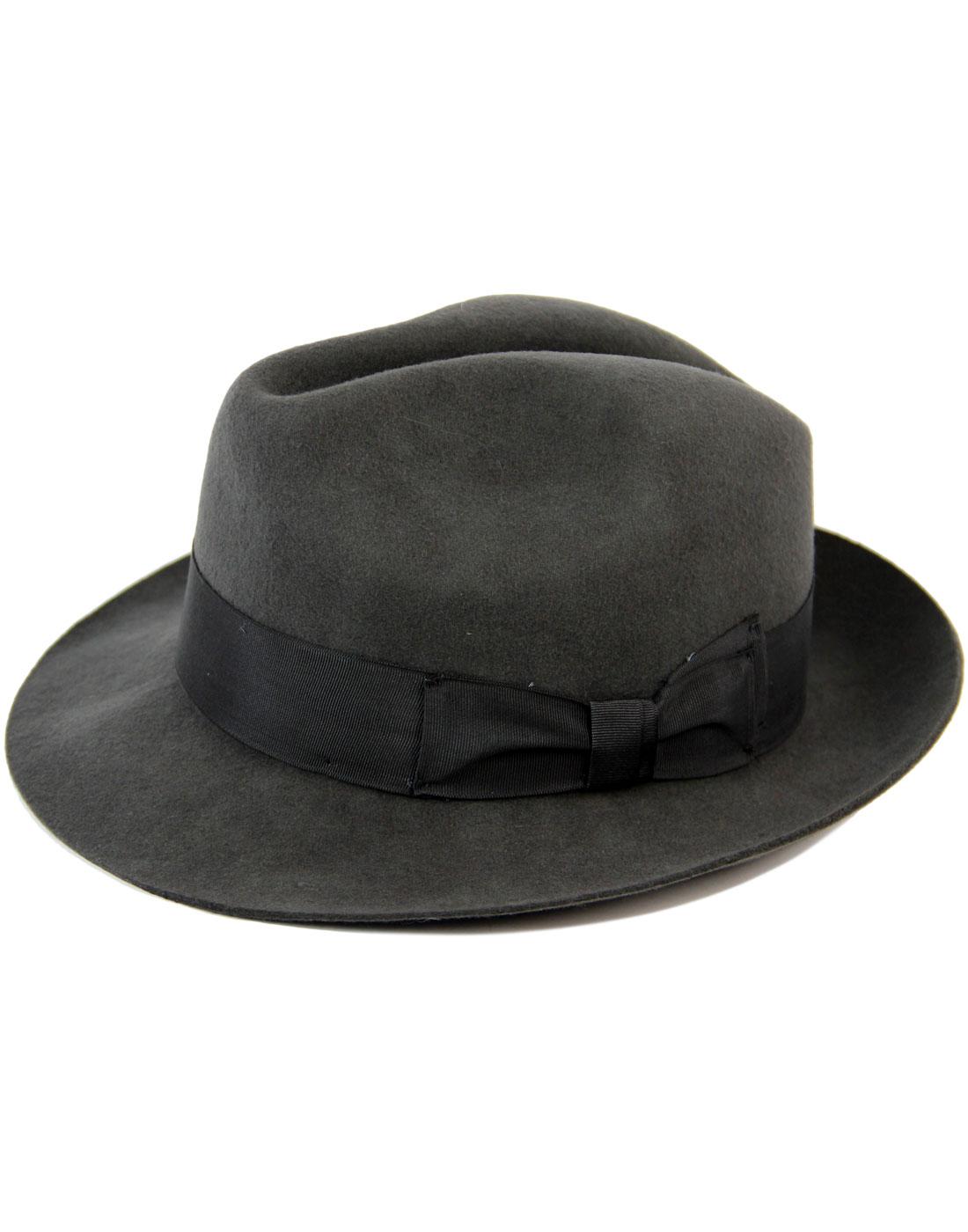 Mens Wool Grey Trilby Fedora Hat