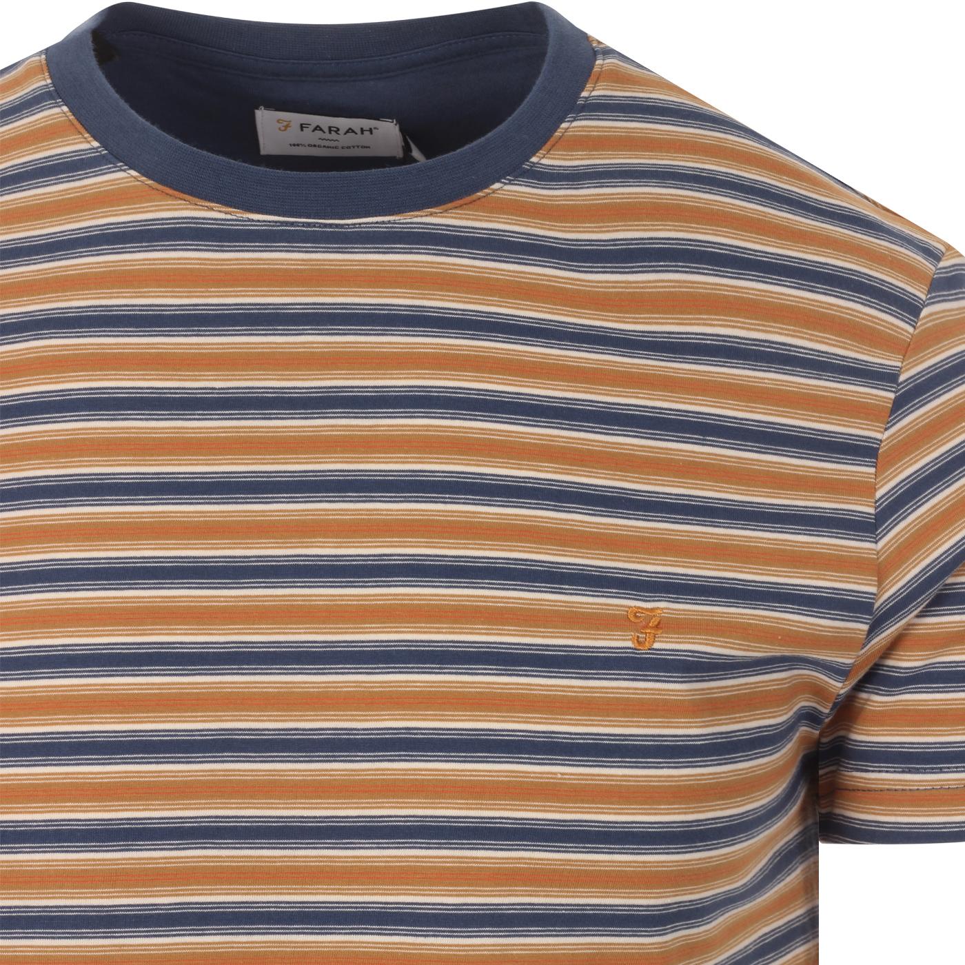 Alginet FARAH Retro Mod Engineered Stripe Tee in Cold Metal