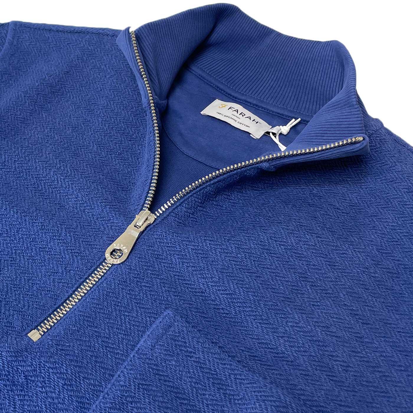 Farah Andres Quarter Zip Funnel Neck Sweatshirt in Dusk Blue