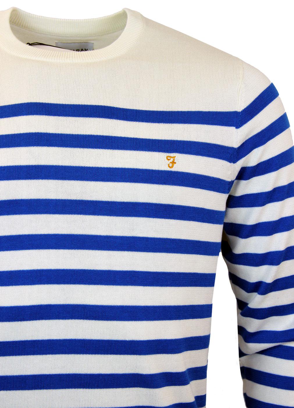 FARAH VINTAGE Stanford Mod Breton Stripe Jumper in Ecru