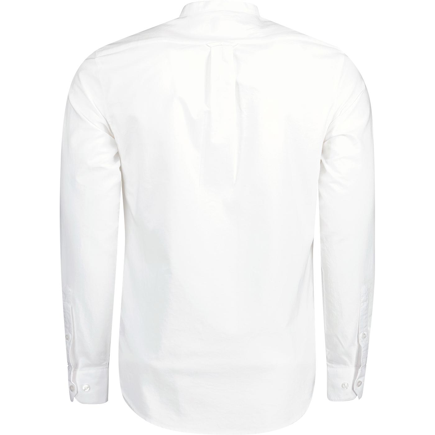 FARAH Brewer 60s Mod Grandad Collar Shirt in White
