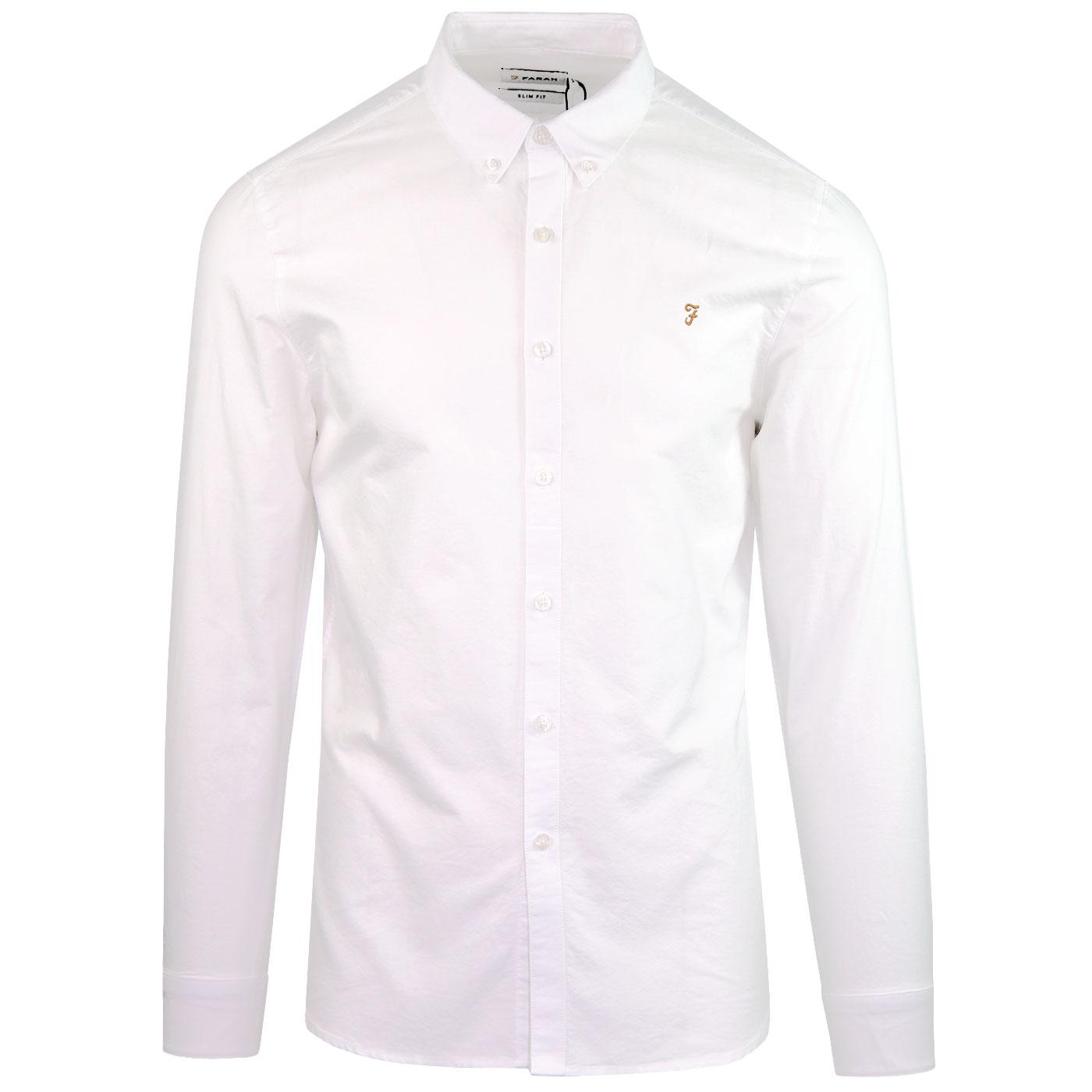 FARAH VINTAGE Brewer Retro Mod Button Down Oxford Shirt White