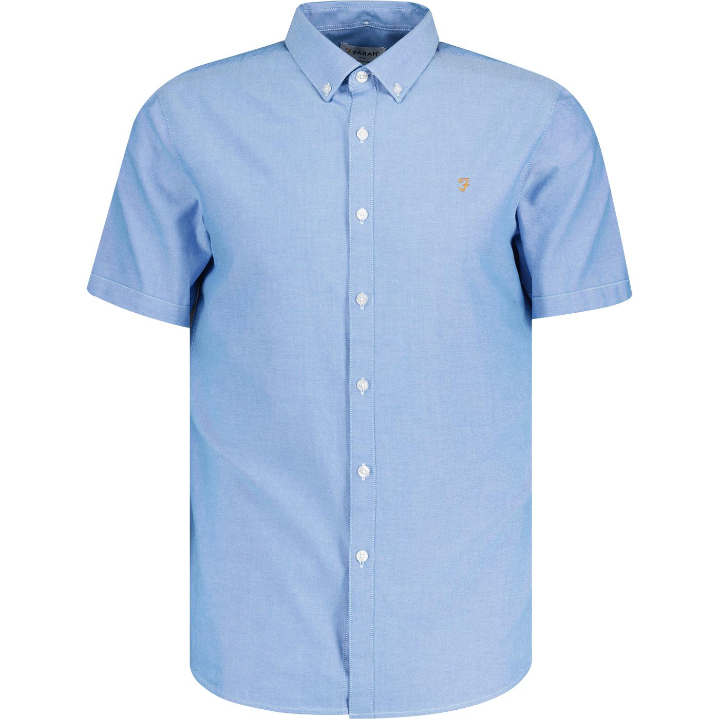 Brewer Farah Retro Mod S/S Oxford Shirt Mid Blue