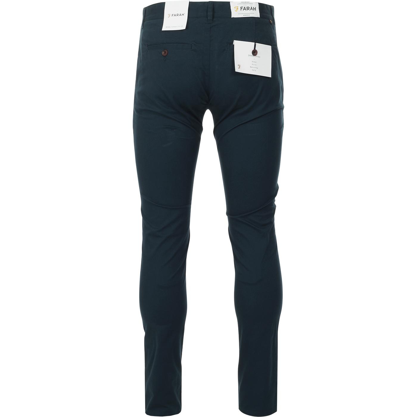 FARAH Drake Men's Retro Mod Twill Chino Trousers in Teal