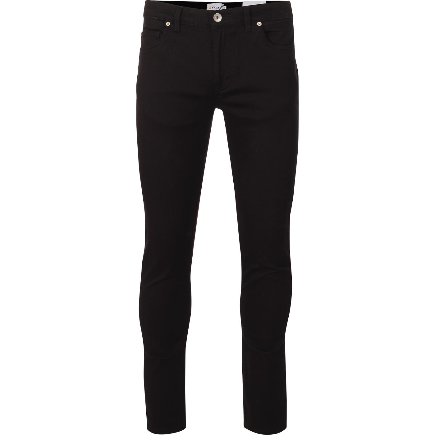 FARAH Drake Retro Mod Slim Twill Chino Trousers in Black