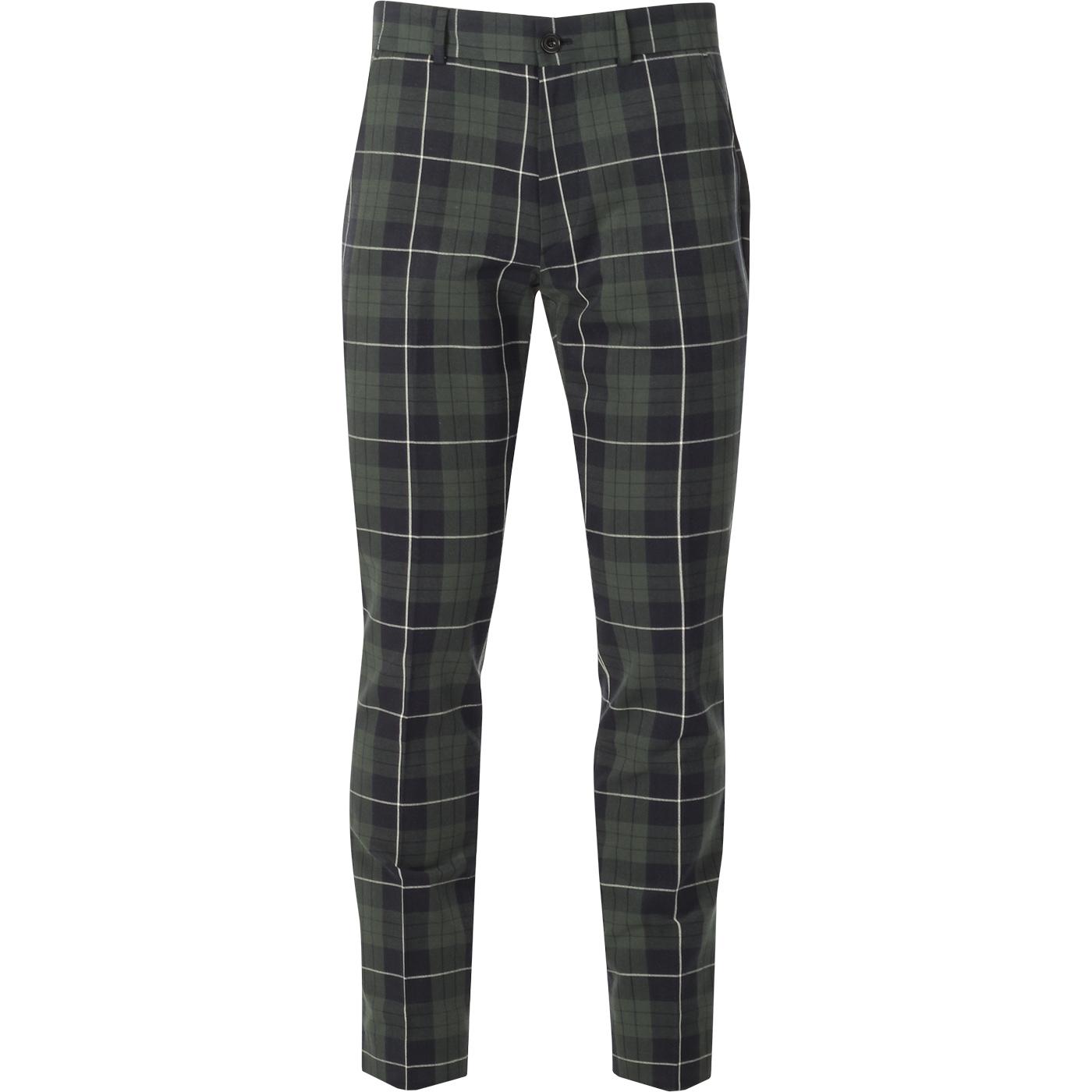 Elm FARAH 100 Mod 60s Tartan Check Trousers (Yale)