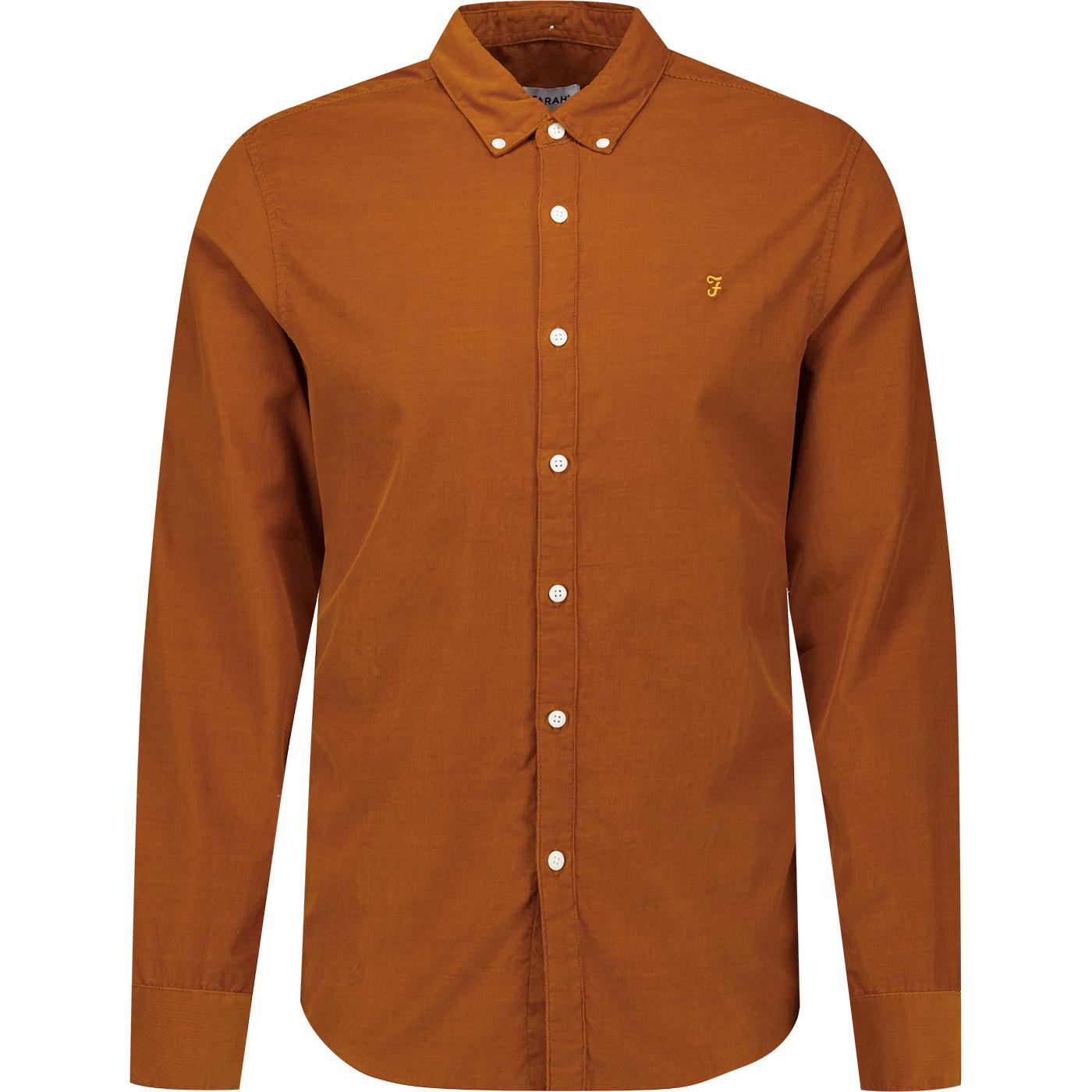 Fontella Farah Mod Burnt Ochre Fine Cord Shirt 