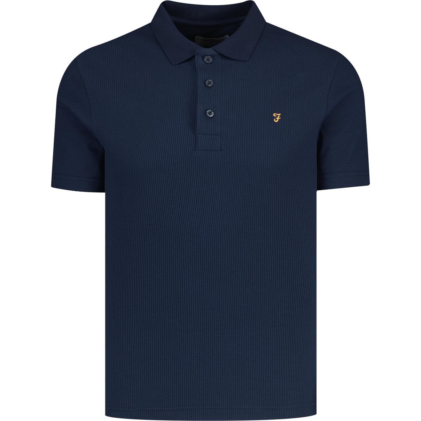 Forster Farah Vintage Textured Panel Polo Shirt I