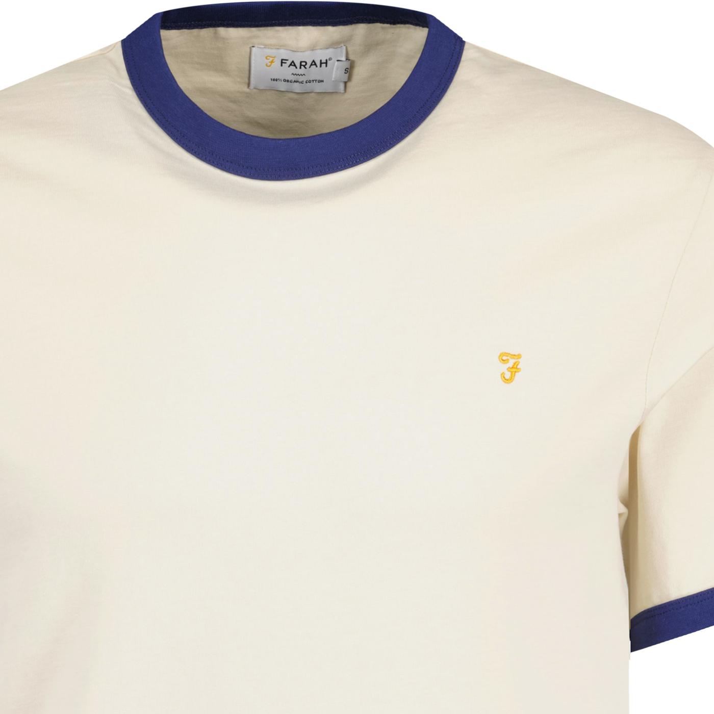 FARAH Groves Retro Mod Classic Jersey Ringer T-shirt in Fog