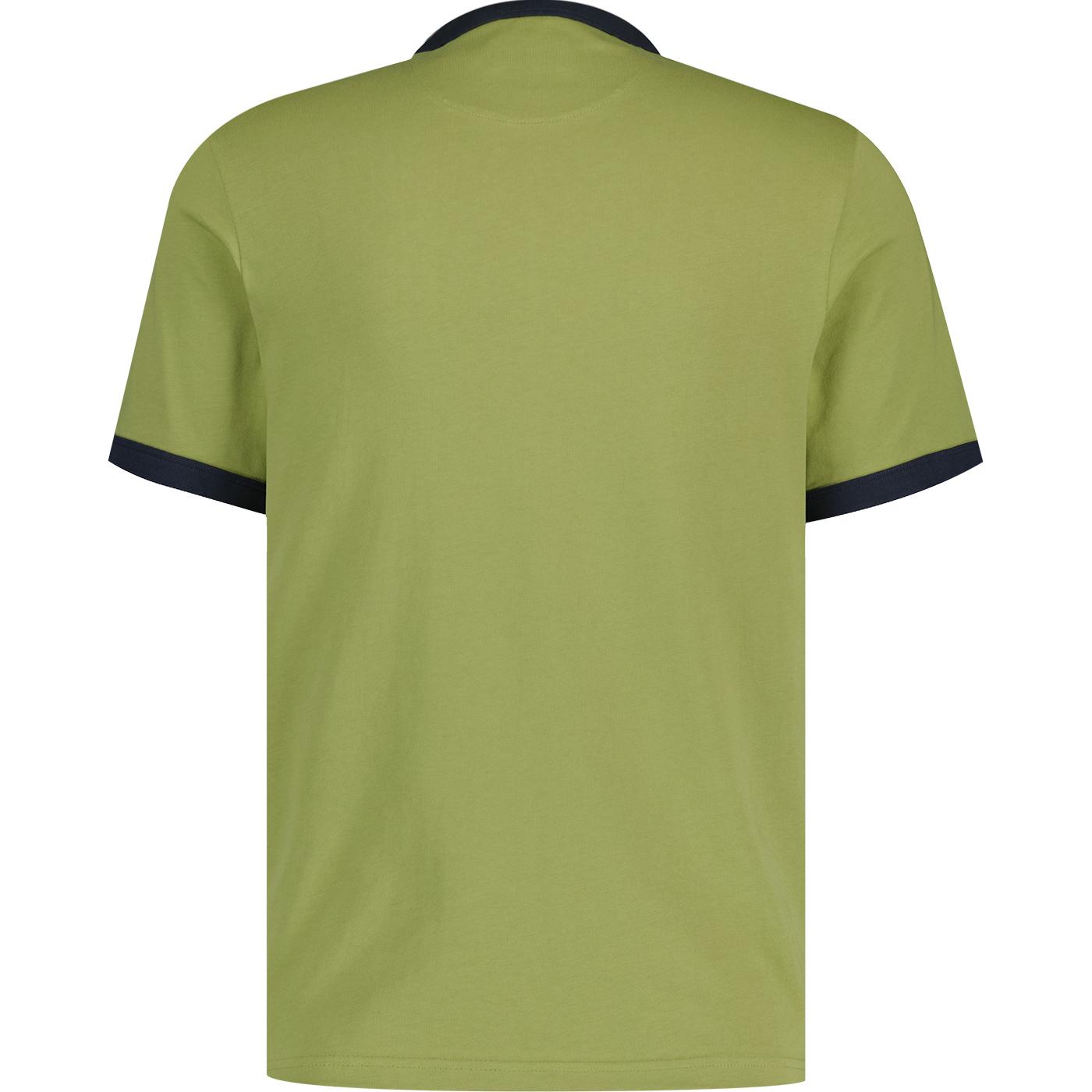 Farah Groves Retro Mod Classic Jersey Ringer Tee Moss Green